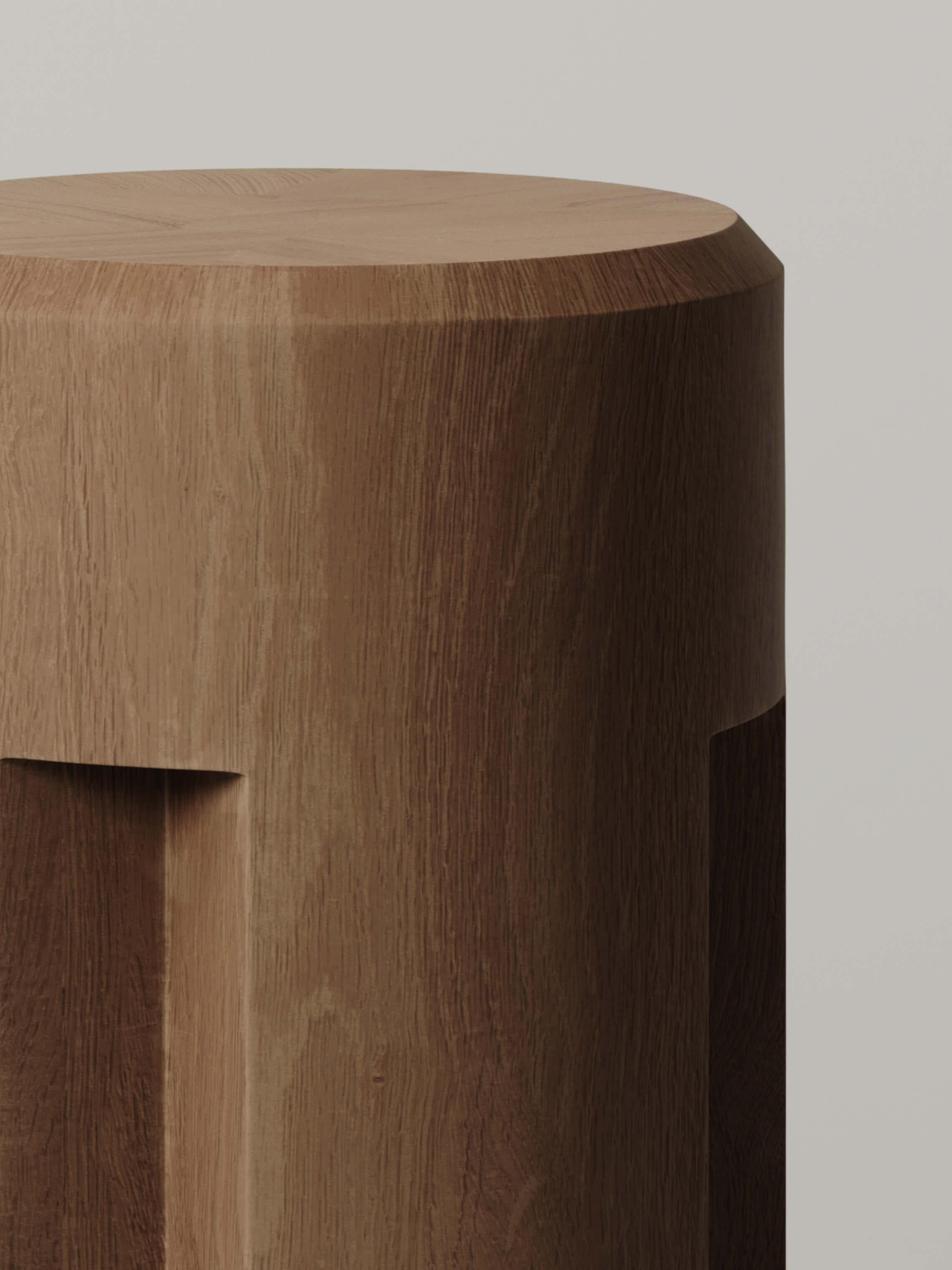 Carved M_003 Counter Stool by Monolith + Studio Le Cann, Oak For Sale