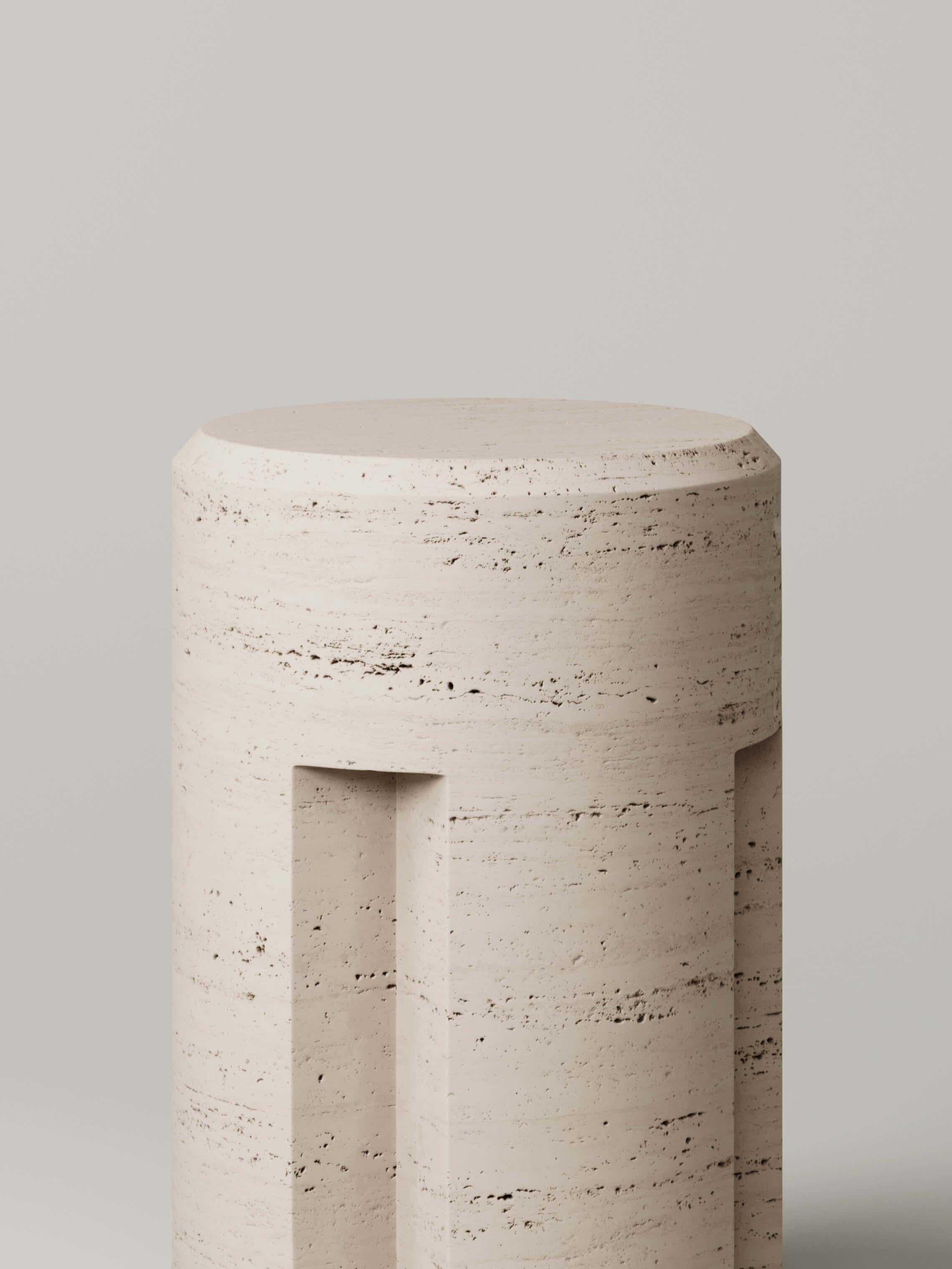 Mexican M_003 Counter Stool designed by Studio Le Cann for Monolith Studio, Travertine For Sale