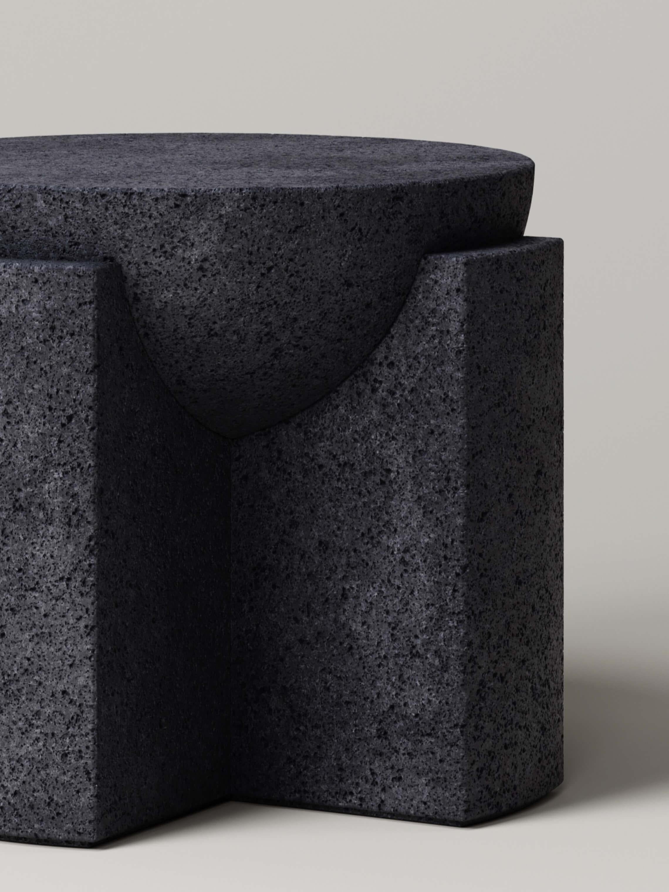 Carved M_002 Side Table designed by Studio Le Cann for Monolith Studio, Lava Rock For Sale