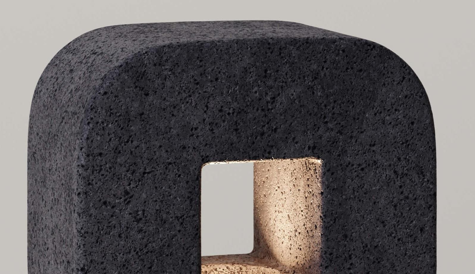 Post-Modern M_004 Lava Rock Table Lamp by Monolith Studio For Sale