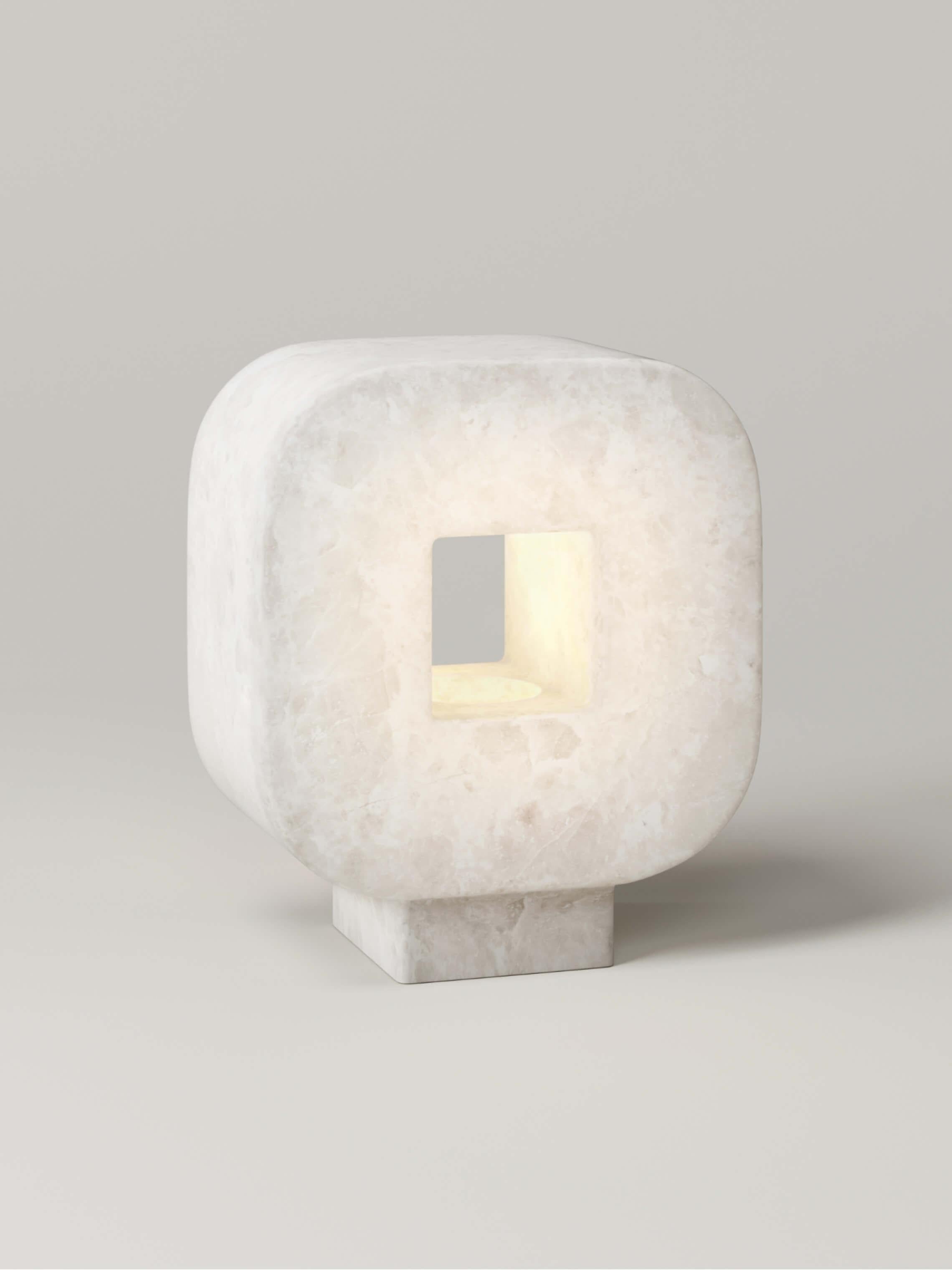 M_004 Onyx Table Lamp by Monolith Studio
Signed and Numbered.
Dimensions: D 20 x W 37 x H 42 cm.
Materials: Onyx. 

Available in travertine, onyx and lava rock. All our lamps can be wired according to each country. If sold to the USA it will be