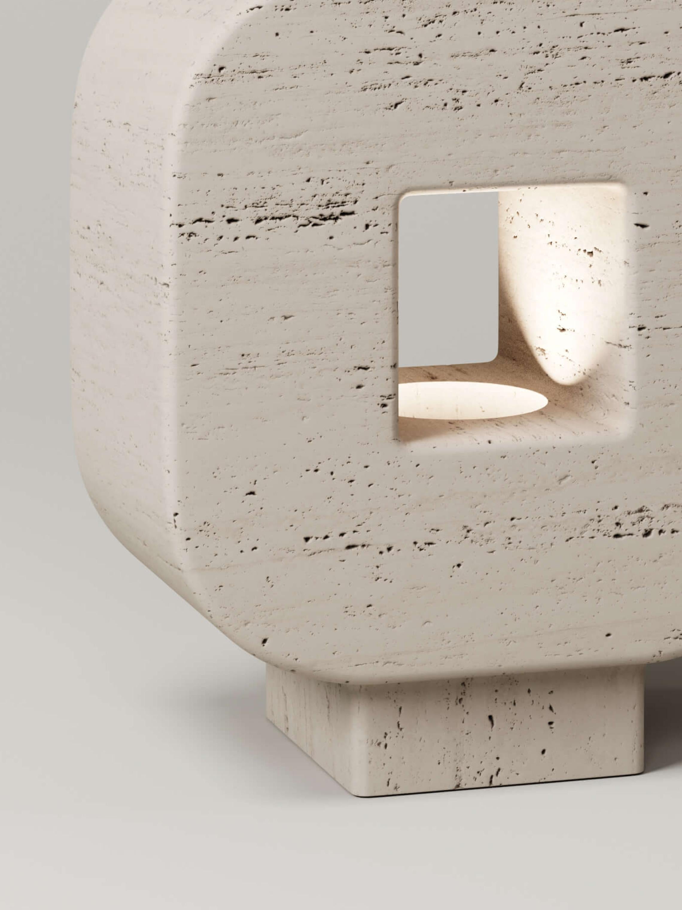 Mexican M_004 Floor Lamp by Monolith Studio, Travertine For Sale