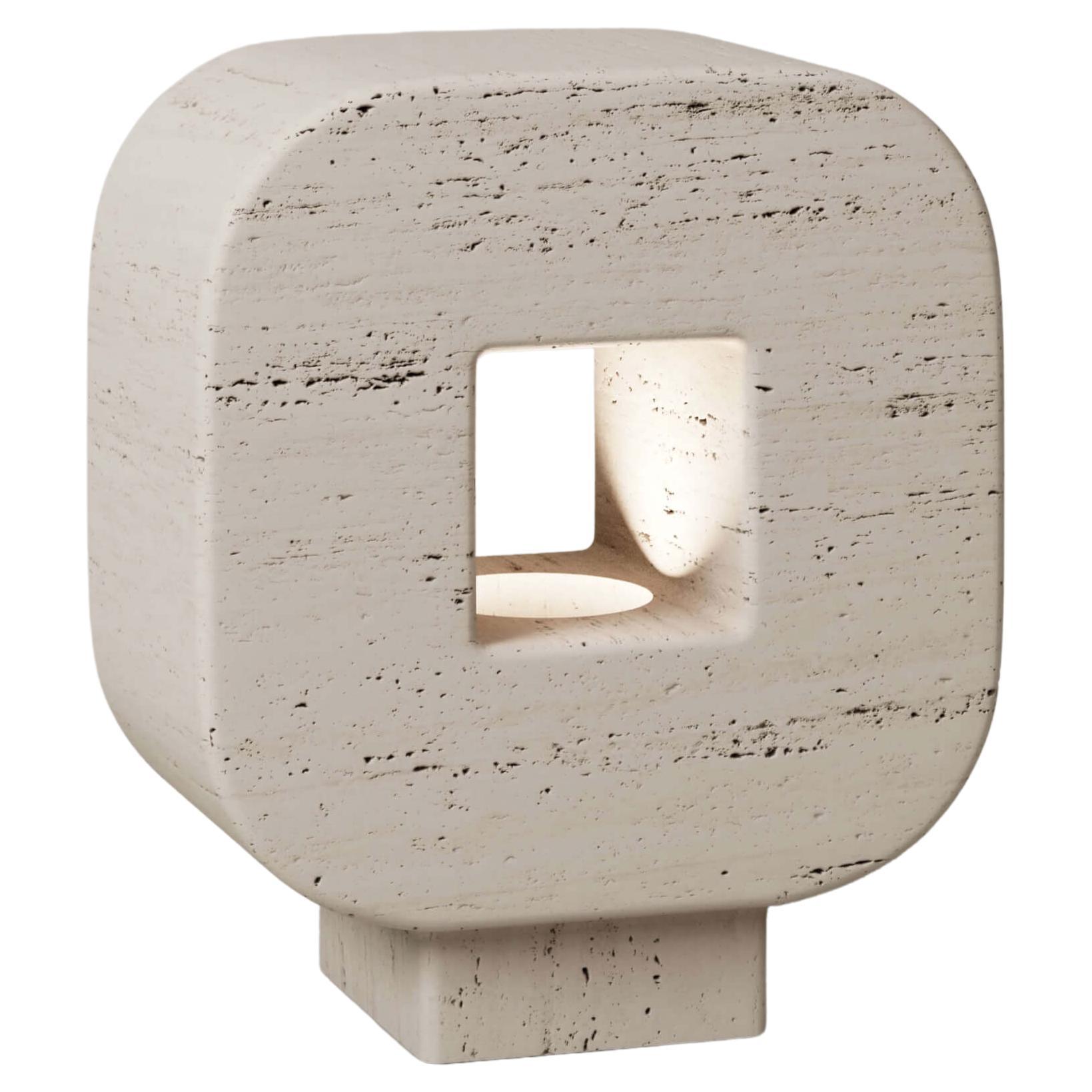 M_004 Travertine Table Lamp by Monolith Studio For Sale