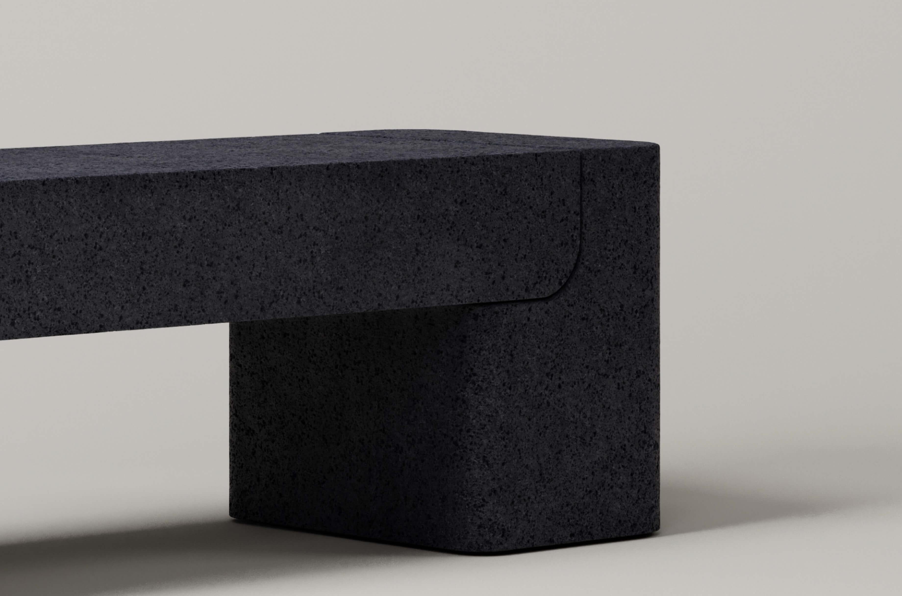 Mexican M_005 Bench by Monolith Studio, Lava Rock For Sale