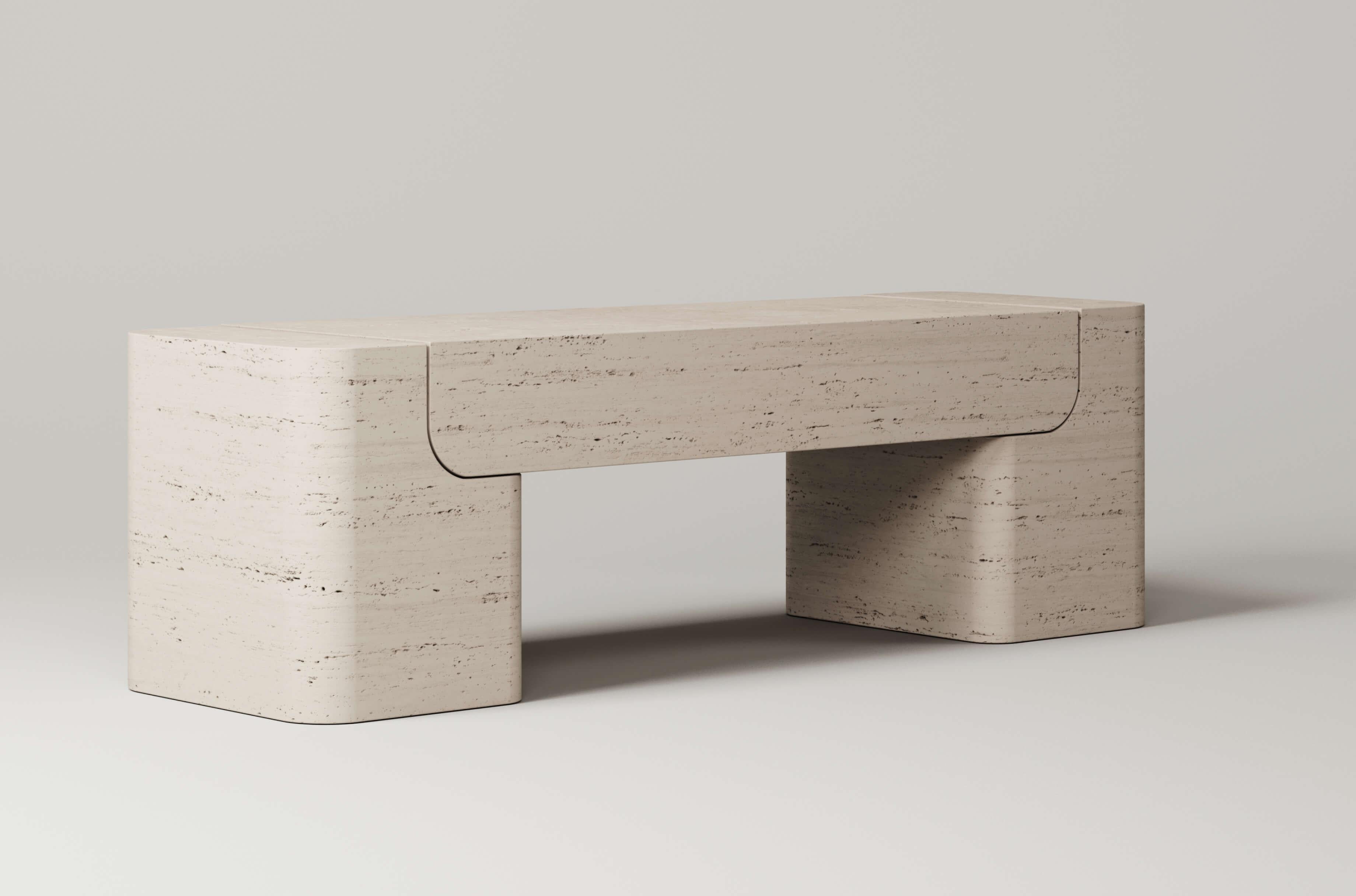 Crafted from 3 carefully constructed blocks, the curved figure of the M_005 Bench emphasizes the connection between its parts. It’s heavily proportioned parts appear to ‘float’ effortlessly above the ground.

Numbered, Signed, and includes