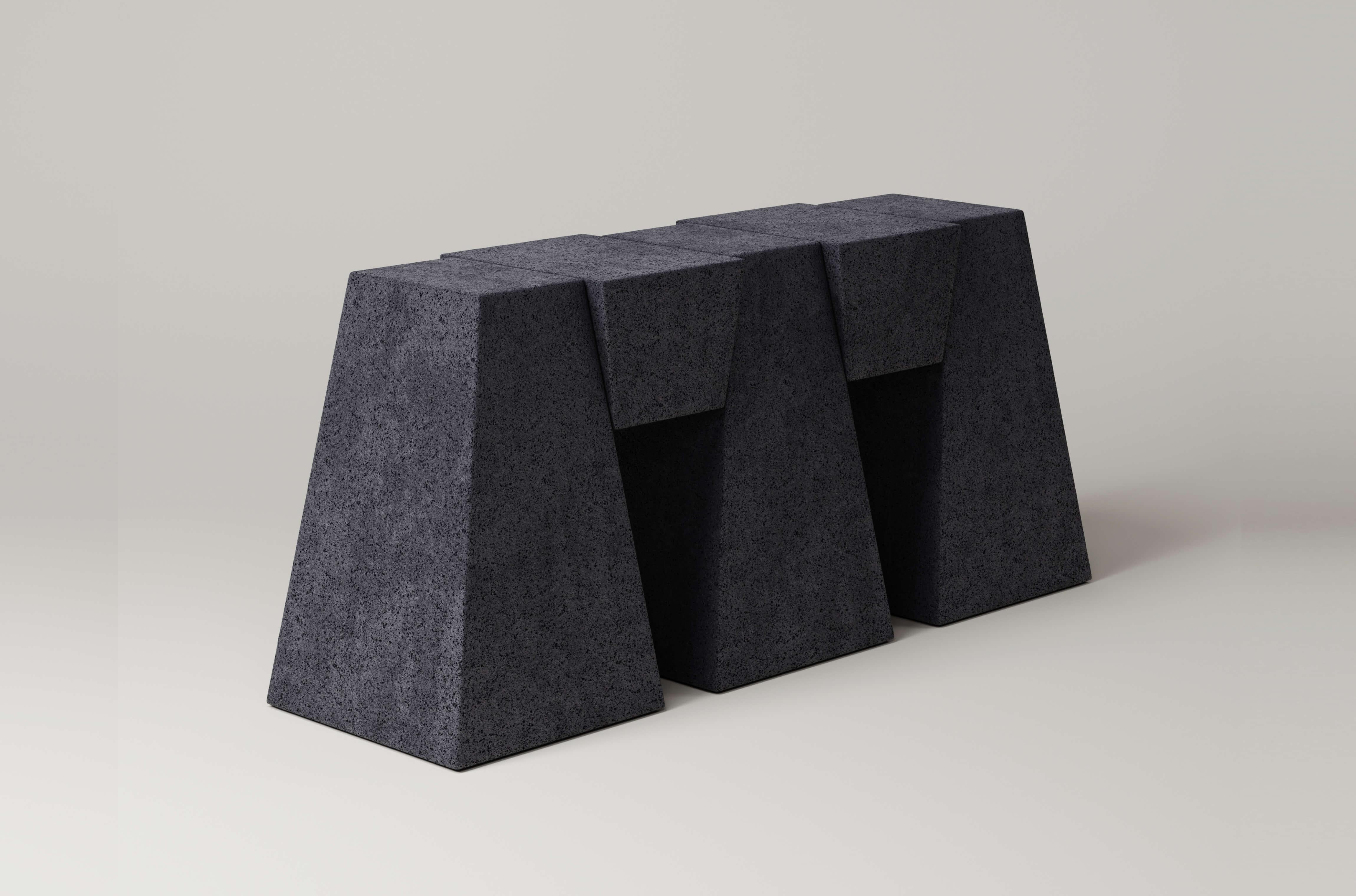M_006 Lava Rock Console by Monolith Studio
Signed and Numbered.
Dimensions: D 45 x W 165 x H 78 cm.
Materials: Lava rock.

Available in travertine, walnut, white oak and lava rock.  Please contact us. 

Monolith, founded in 2022 by Marc Personick,