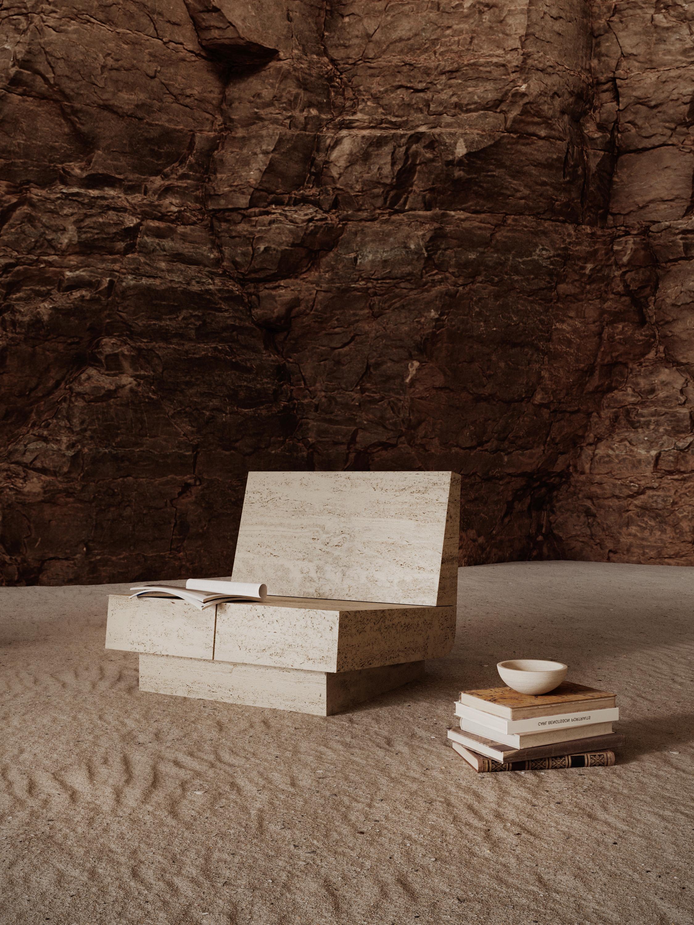 M_007 Lounge Chair by Monolith Studio, Travertine For Sale 3