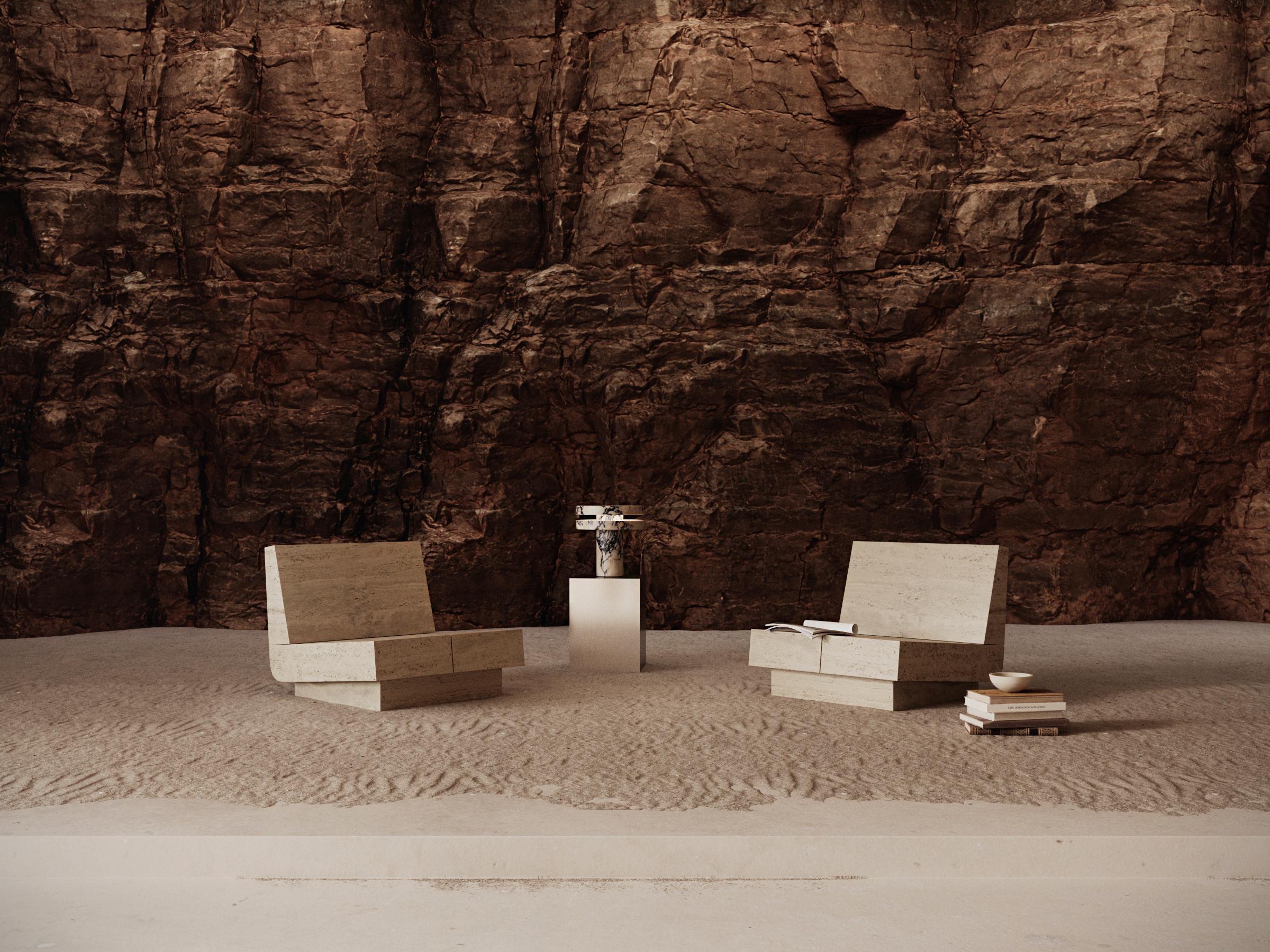 M_007 Lounge Chair by Monolith Studio, Travertine For Sale 4