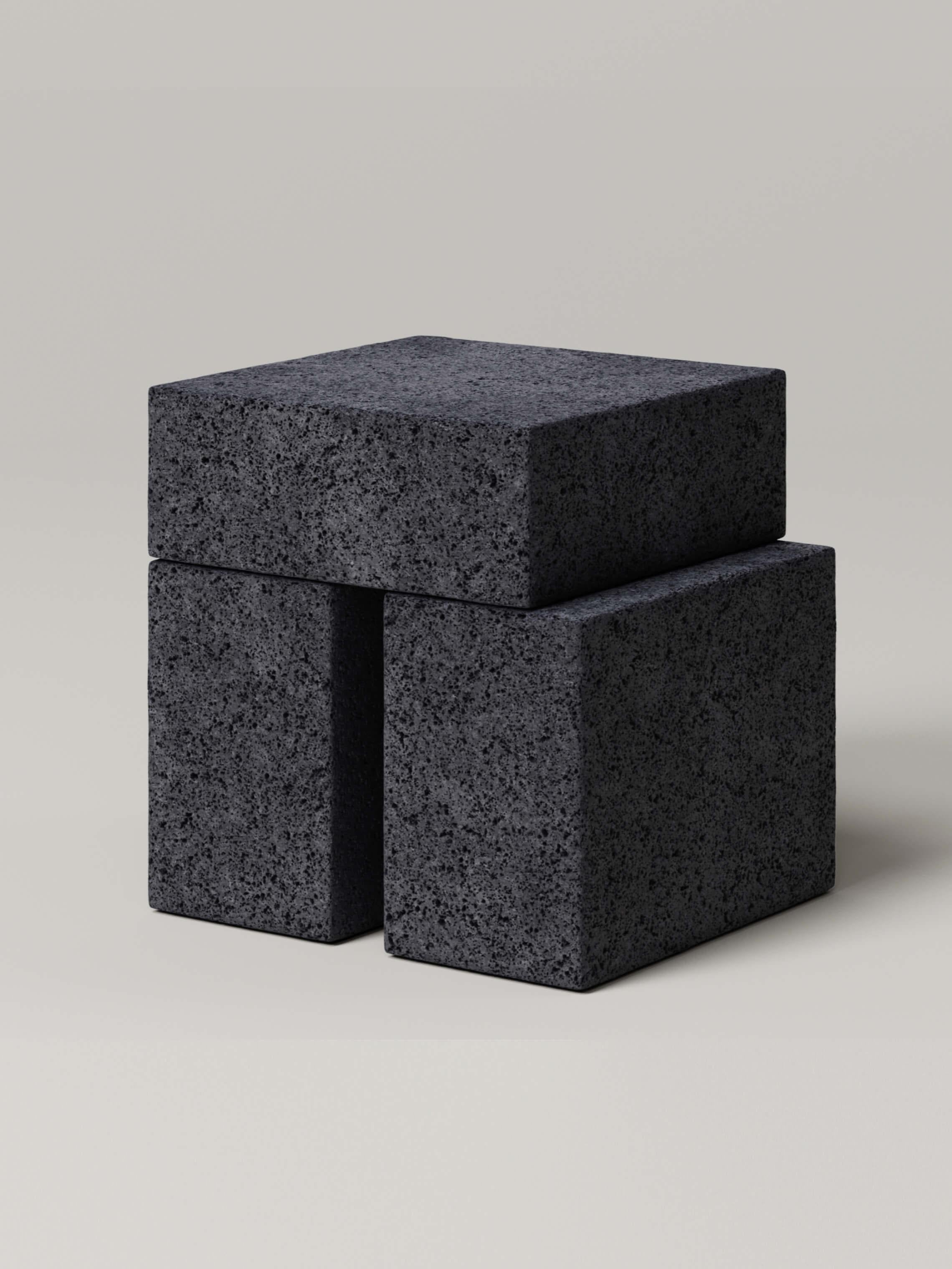M_009 Lava Rock Side Table by Monolith Studio
Signed and Numbered.
Dimensions: D 40 x W 45 x H 45 cm.
Materials: Lava rock.

Available in travertine, lava rock and white onyx (on request). Please contact us. 

Monolith, founded in 2022 by Marc
