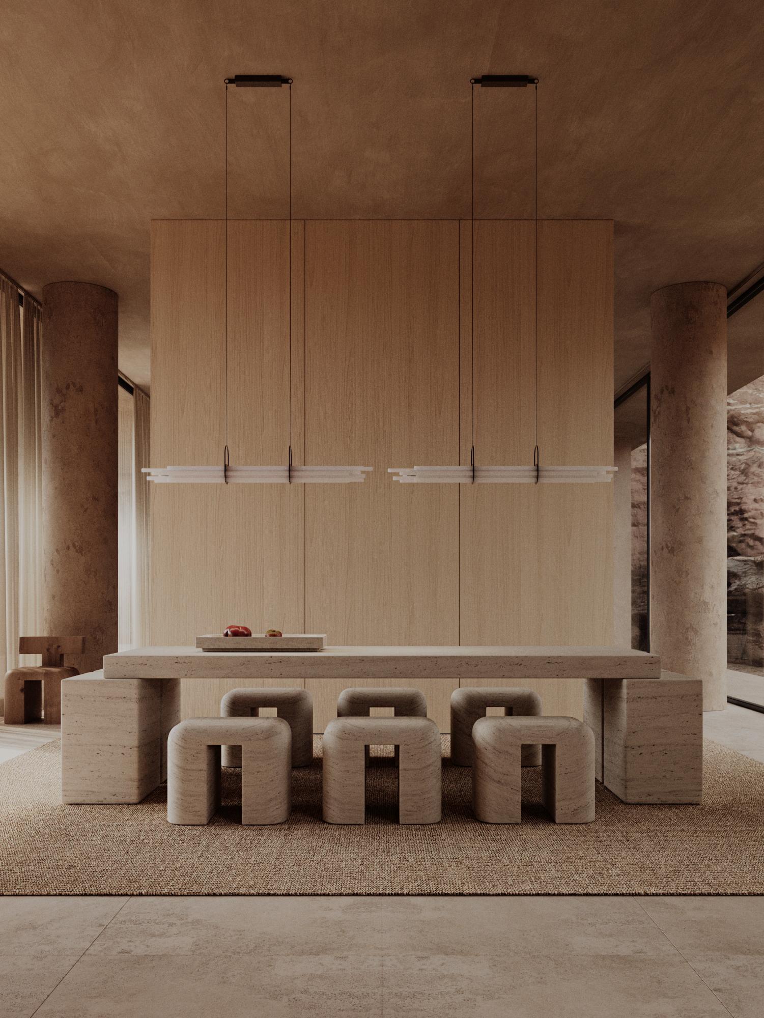 M_010 Dining Table / Travertine by Monolith Studio For Sale 4