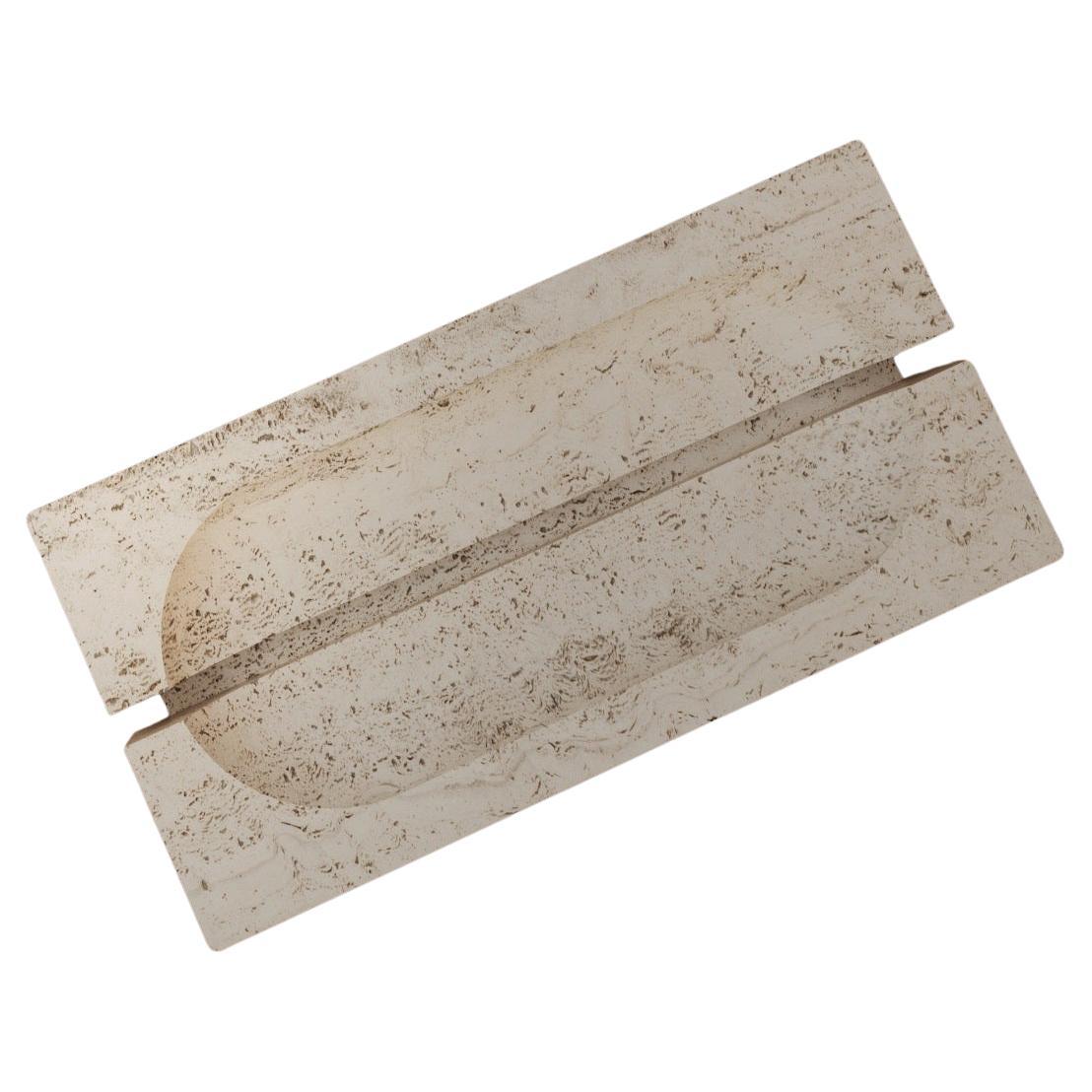 M_015 Travertine Trench Bowl by Monolith Studio For Sale