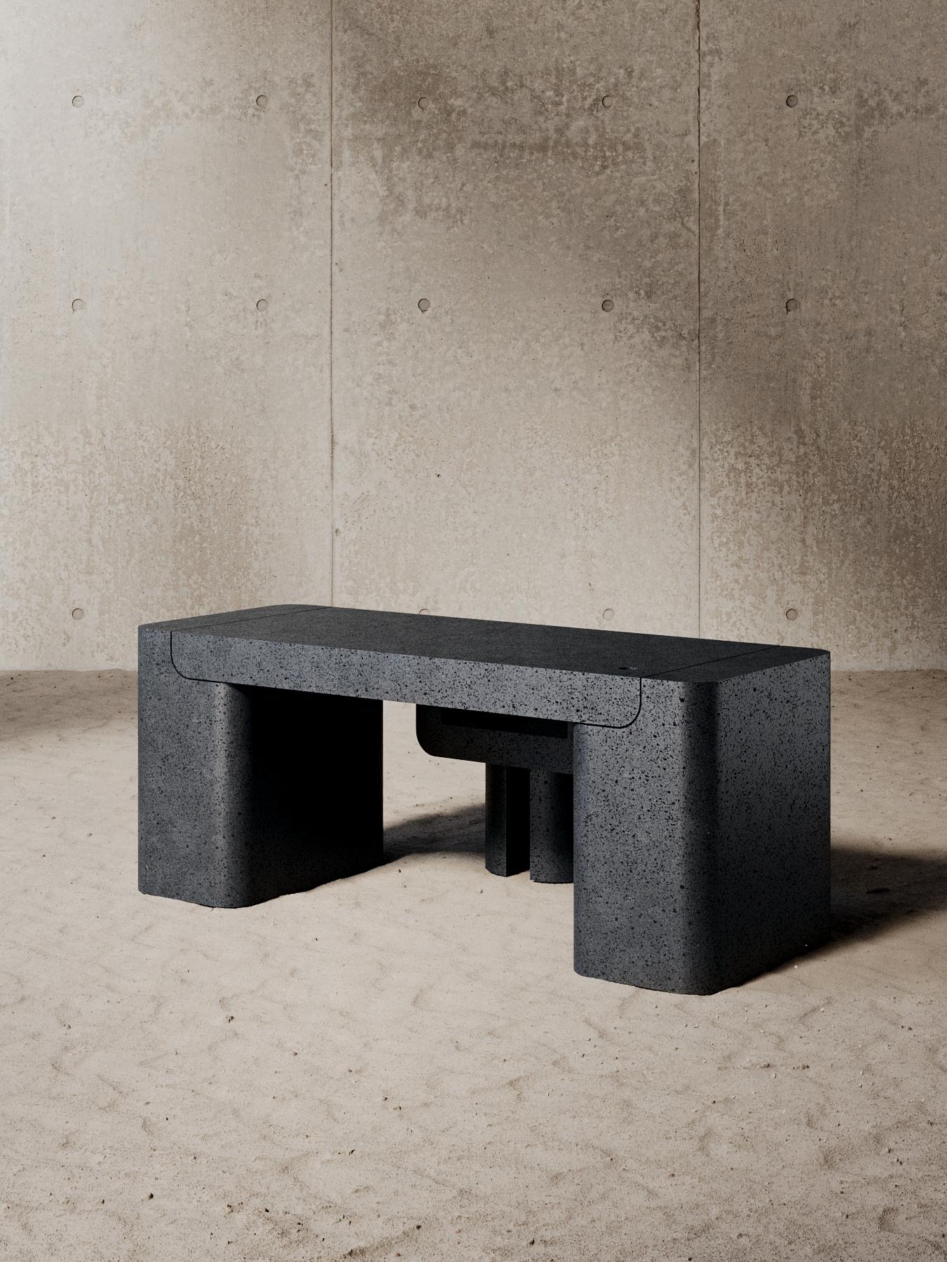 Minimalist M_016 Desk / Lava Stone by Monolith Studio For Sale