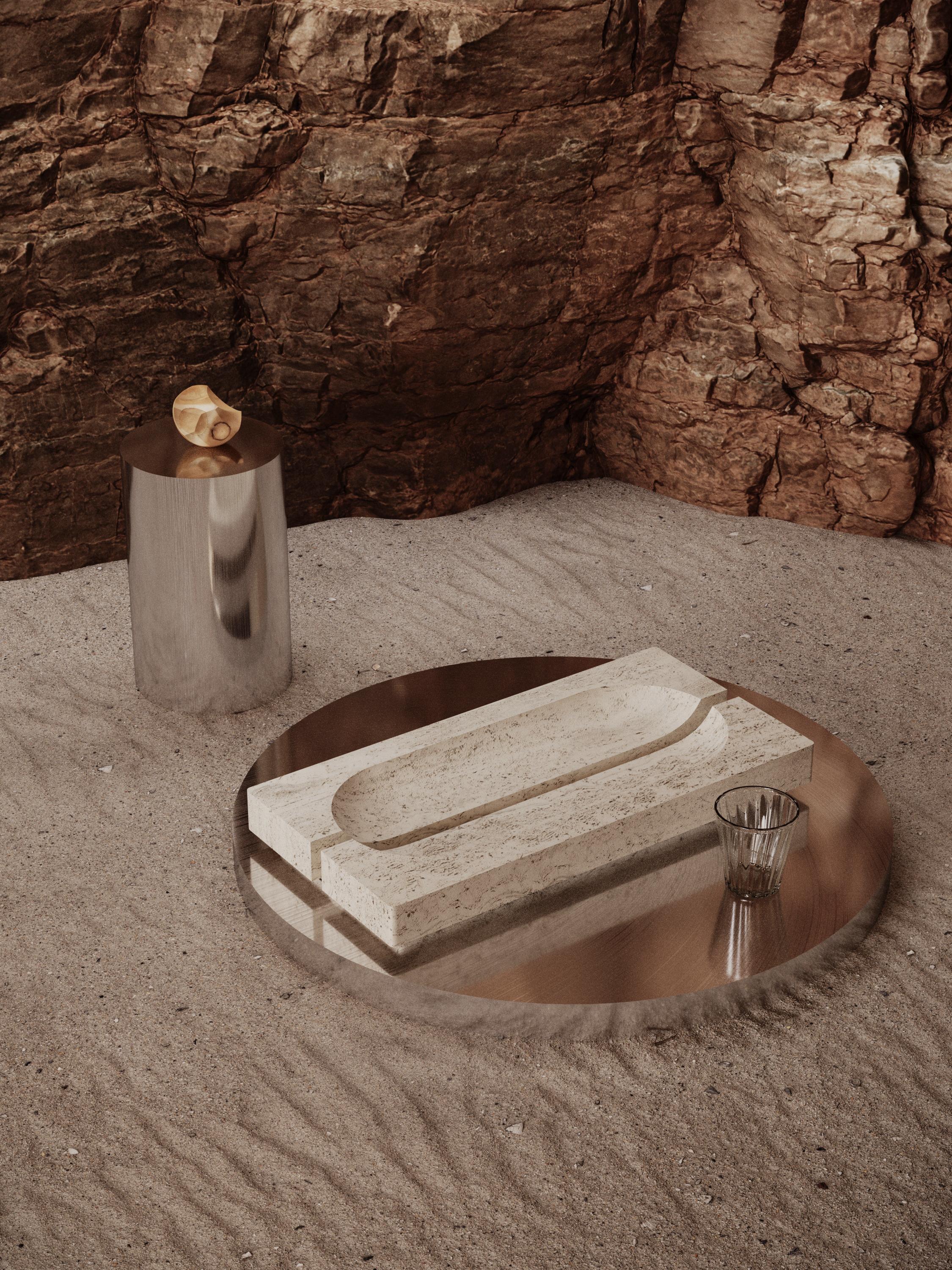 Mexicain Bol Trench Bowl / Travertin M_015 de Joe Slatter pour Monolith en vente