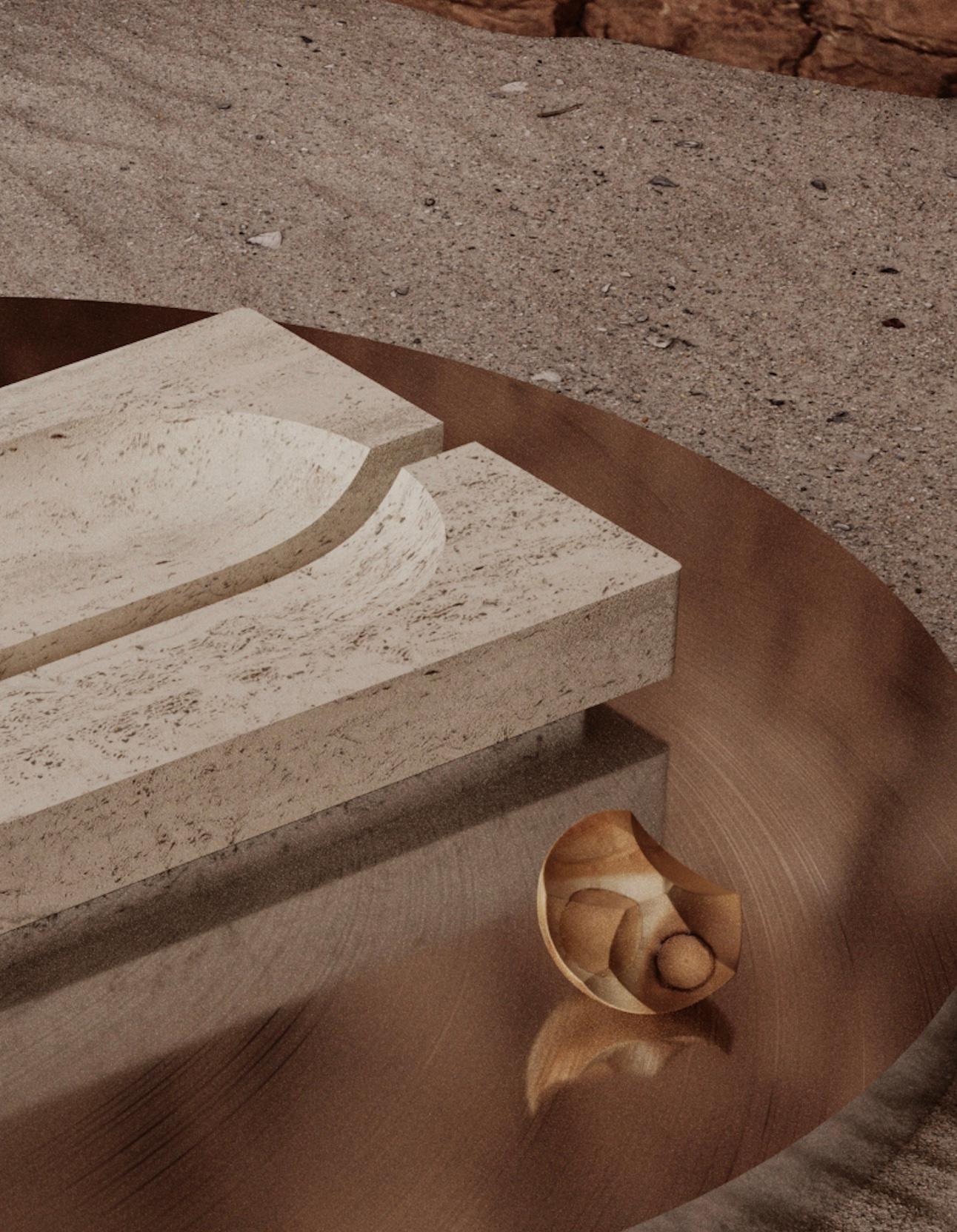 Bol Trench Bowl / Travertin M_015 de Joe Slatter pour Monolith Neuf - En vente à Brooklyn, NY
