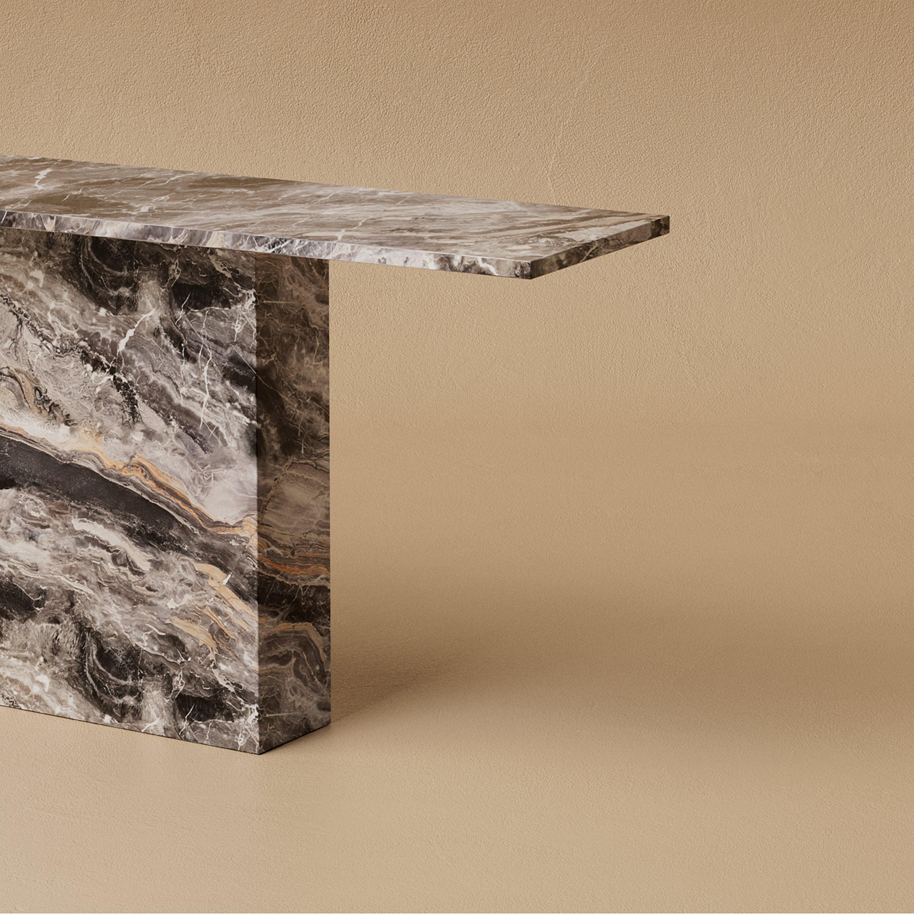 Modern M.04 Stone Console Table / Grigio Orobico by Lusano For Sale
