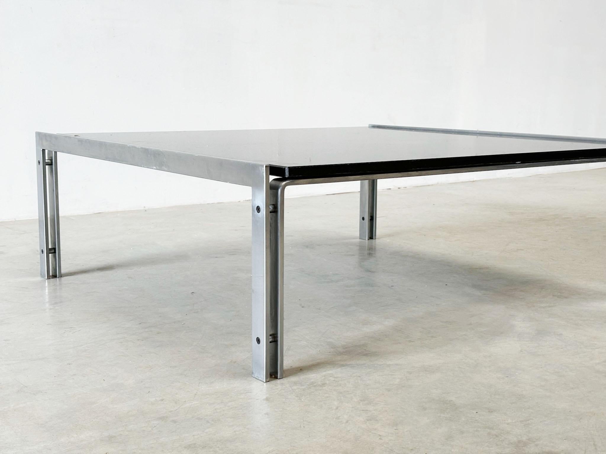 Stainless Steel M1 granite and steel coffee table by Hank Kwint for Metaform For Sale
