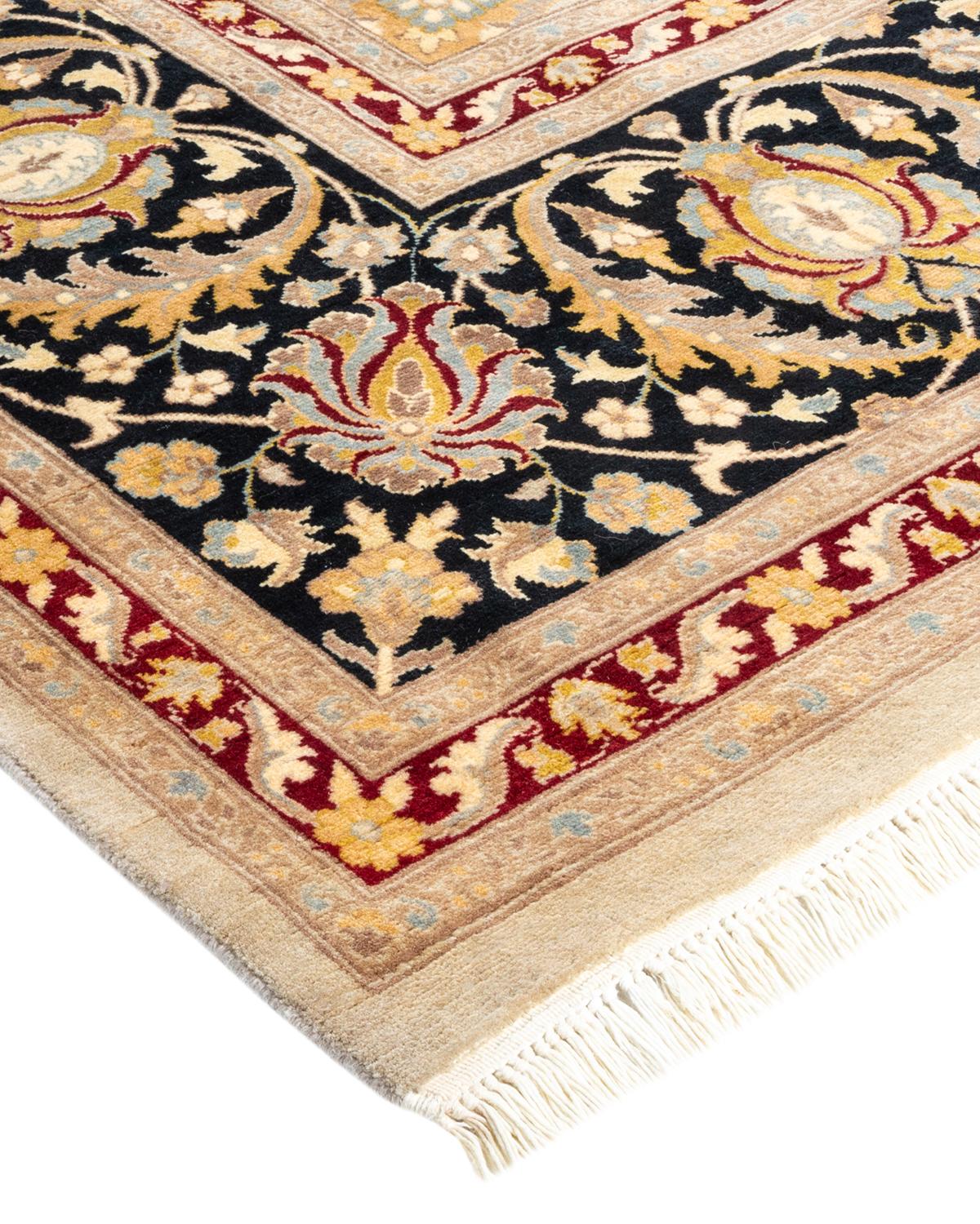 Wool M1602-227 One-Of-A-Kind Hand Made Traditional Mogul Ivory Area Rug For Sale