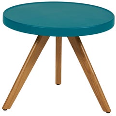 M17 Low Table in Teal with Wood Legs by Tolix