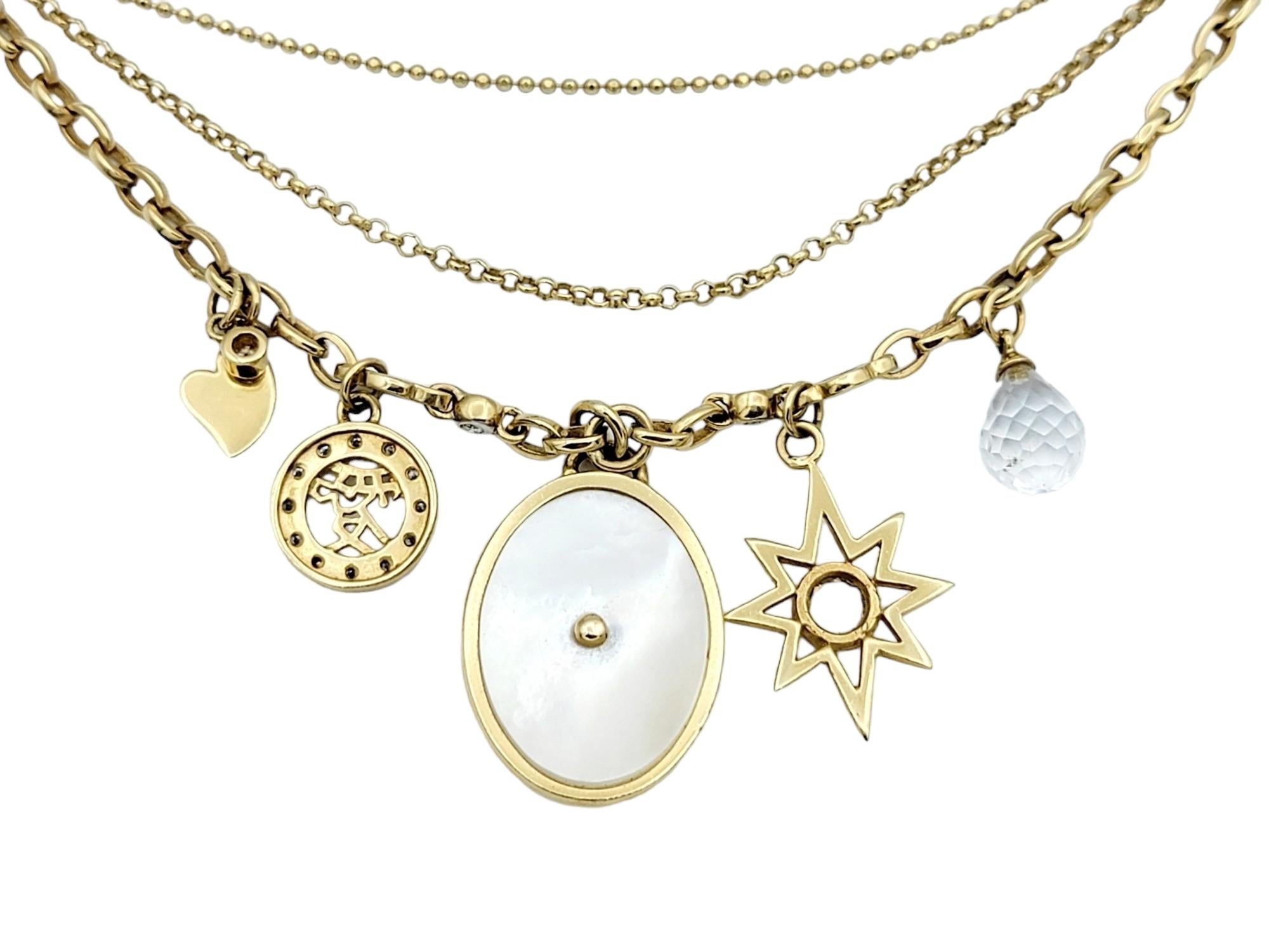 M2 von Mary Margrill Halskette aus Perlmutt mit mehrreihigen Saphiren, Diamanten und Perlmutt  (Zeitgenössisch) im Angebot