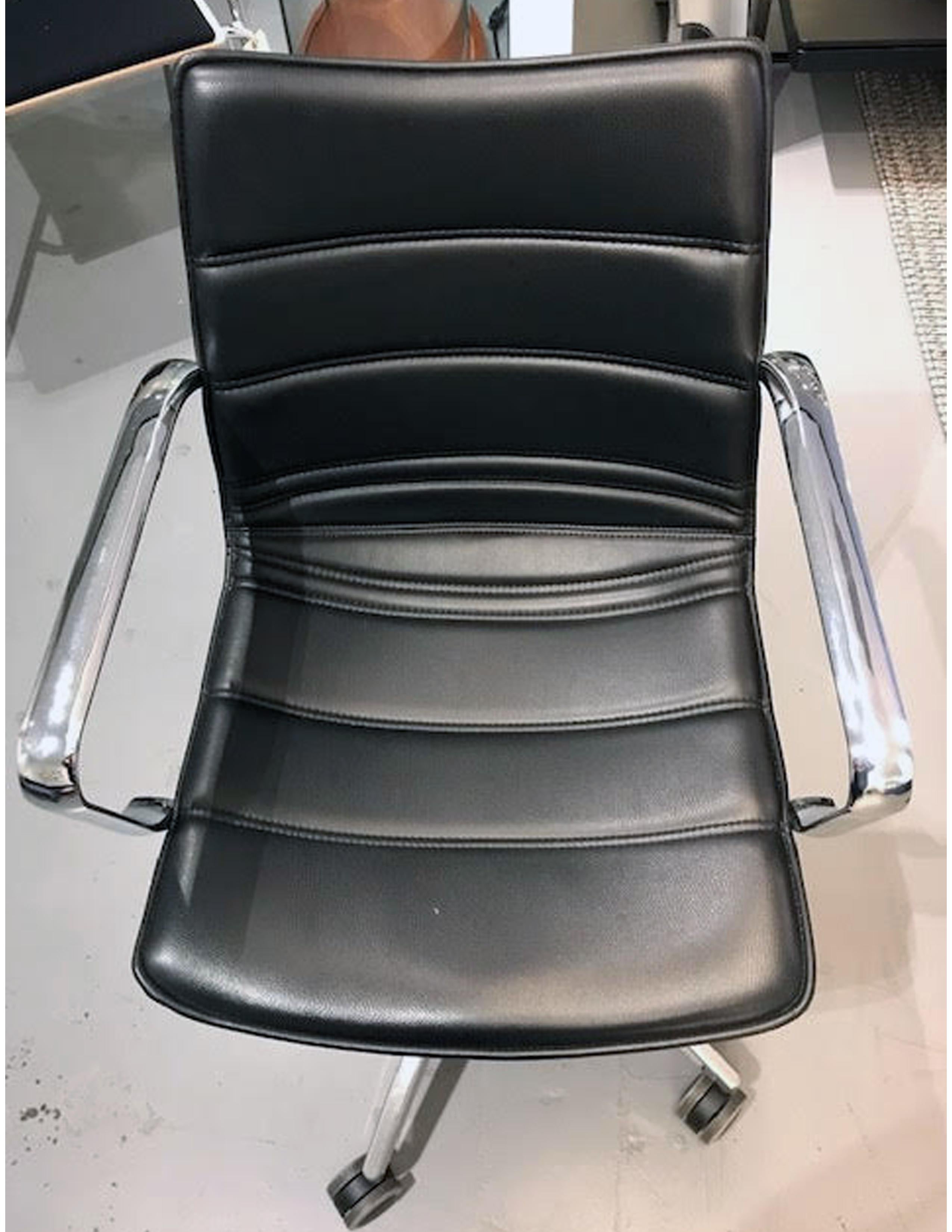 Italian M2L Black Swivel Desk Armchair on Casters in STOCK
