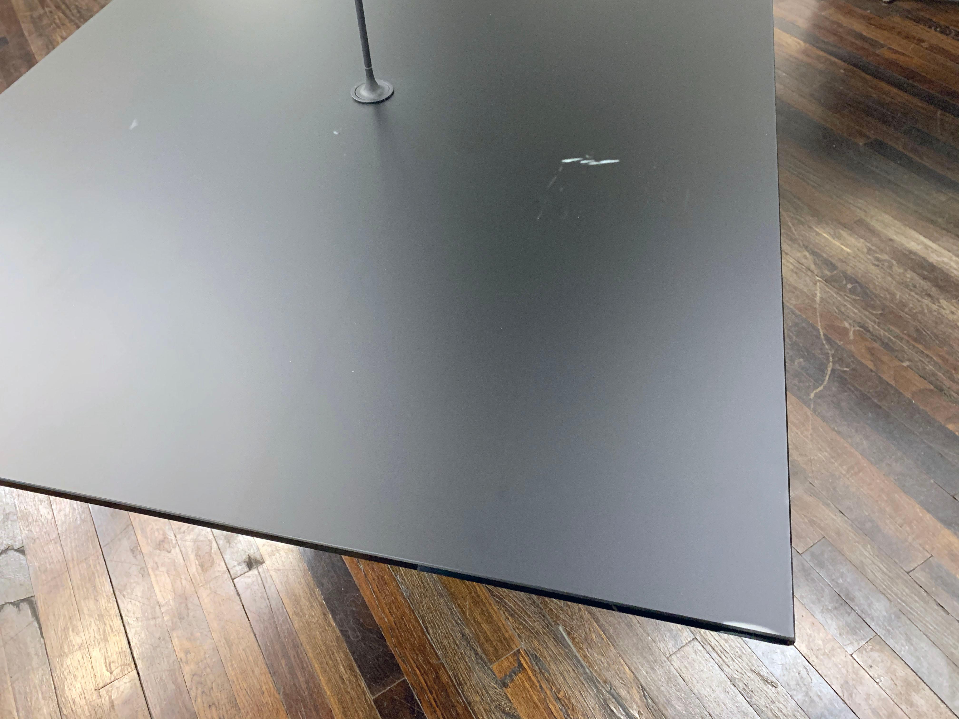 M2L Brand Black Satin Glass Top and Lacquer Desk 4