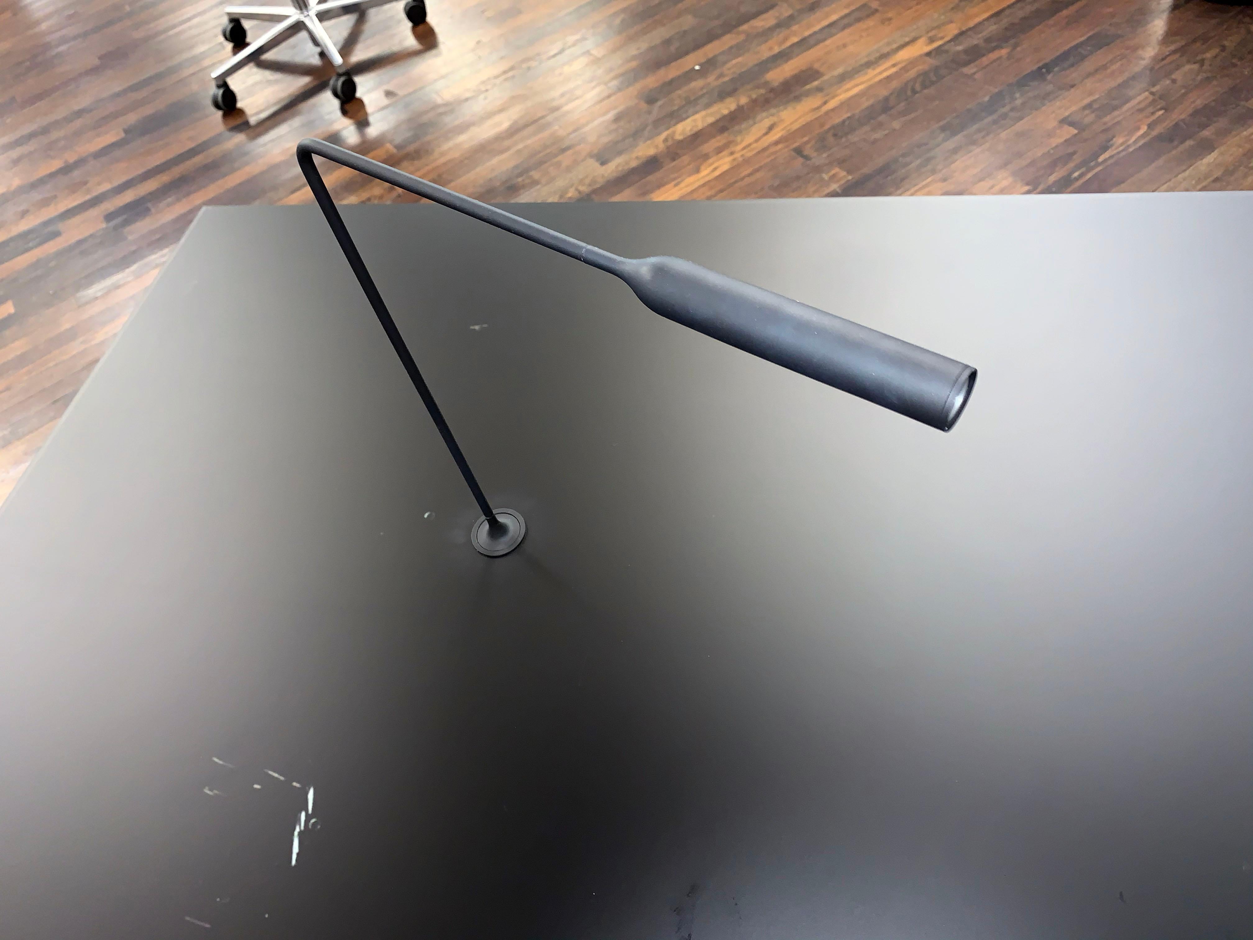 M2L Brand Black Satin Glass Top and Lacquer Desk 6