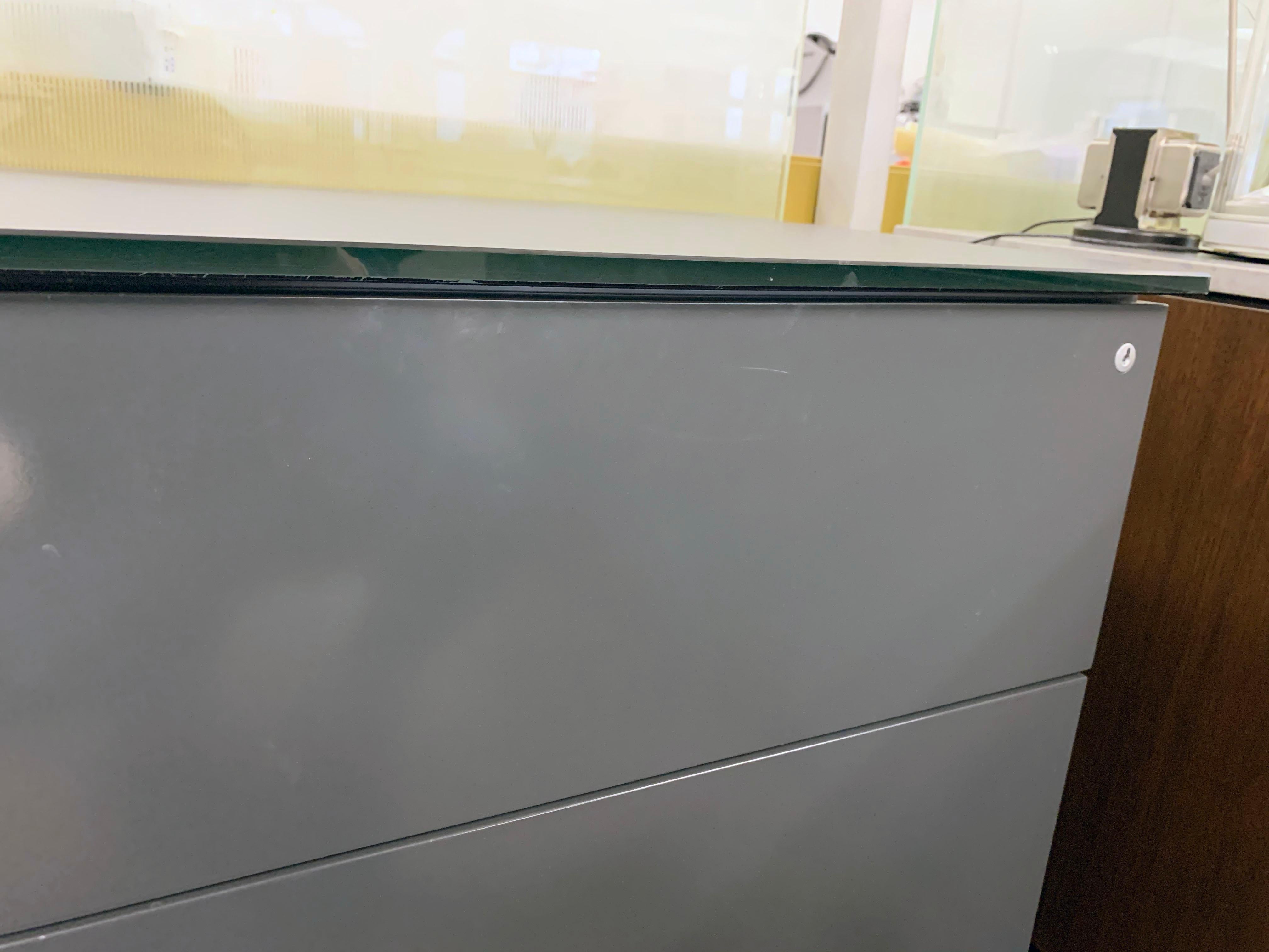 M2L Brand Black Satin Glass Top and Lacquer Desk 13