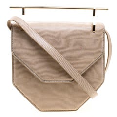 M2MAalletier Beige Lizard Embossed Leather Amor Fati Shoulder Bag