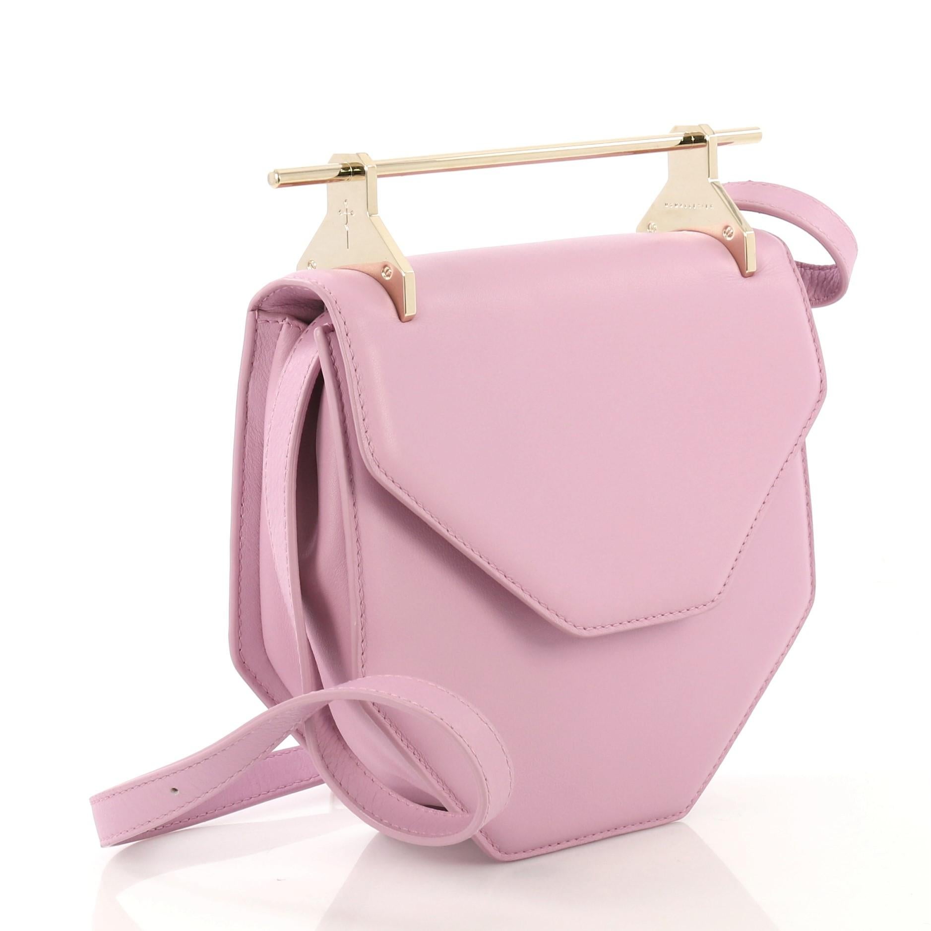 This M2Malletier Amor Fati Shoulder Bag Leather, crafted in pink leather, features the label's signature gold-tone 