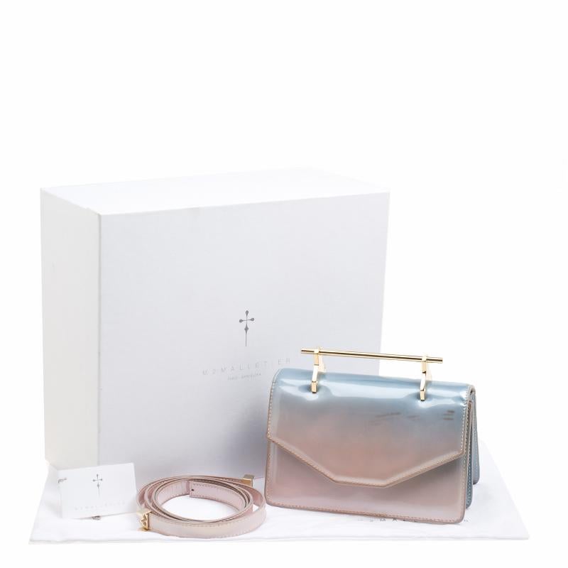 M2Malletier Blue/Peach Ombre Patent Leather Indre Shoulder Bag 7