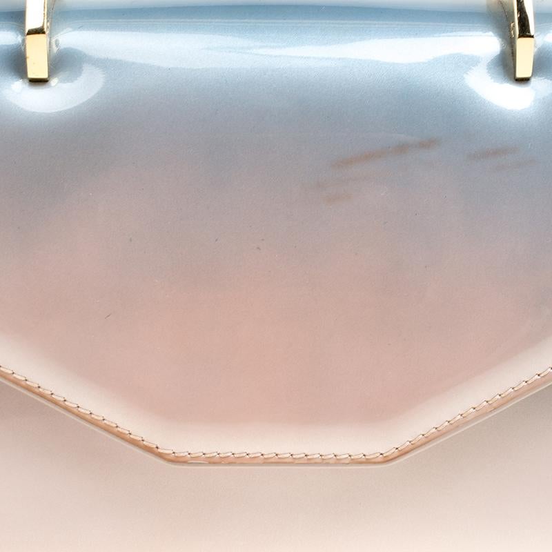 M2Malletier Blue/Peach Ombre Patent Leather Indre Shoulder Bag In Good Condition In Dubai, Al Qouz 2