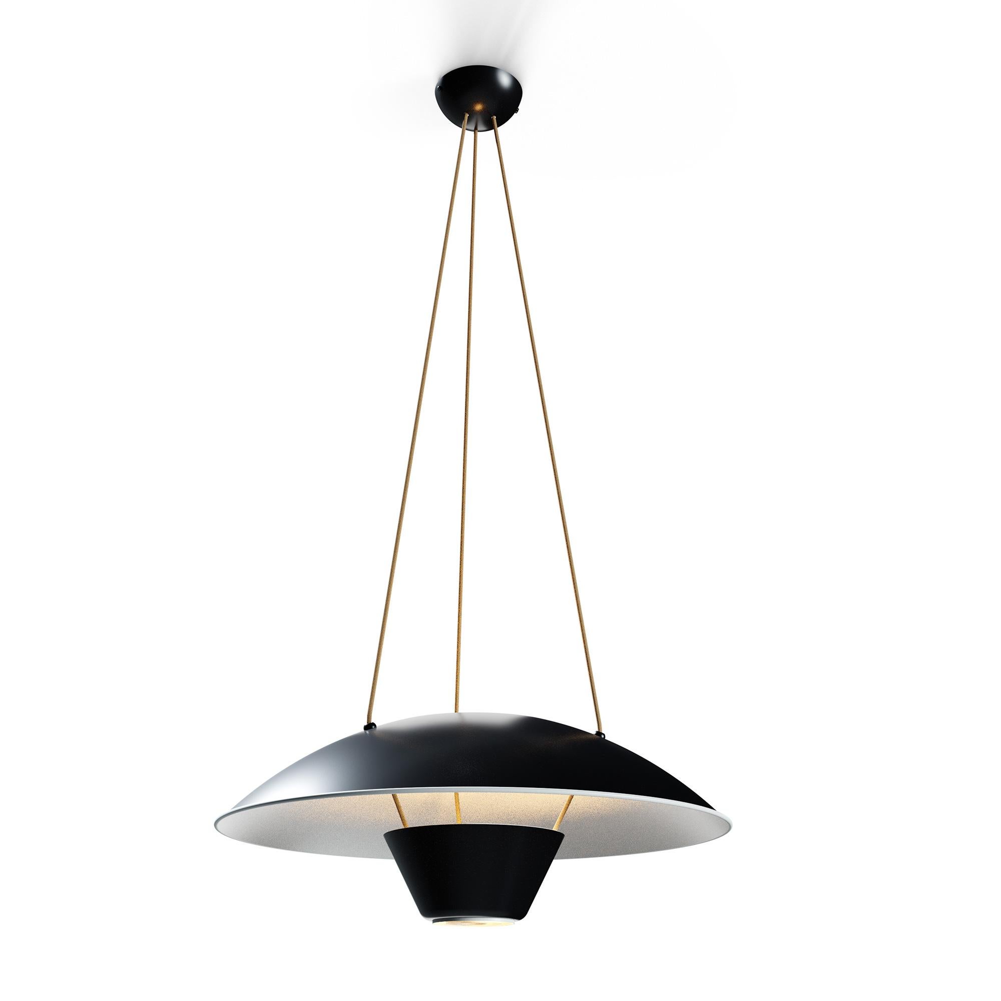 Laccato Lampada a sospensione M4 in bianco e nero di Disderot in vendita