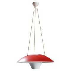 Lampe suspendue rouge et blanche M4 de Disderot