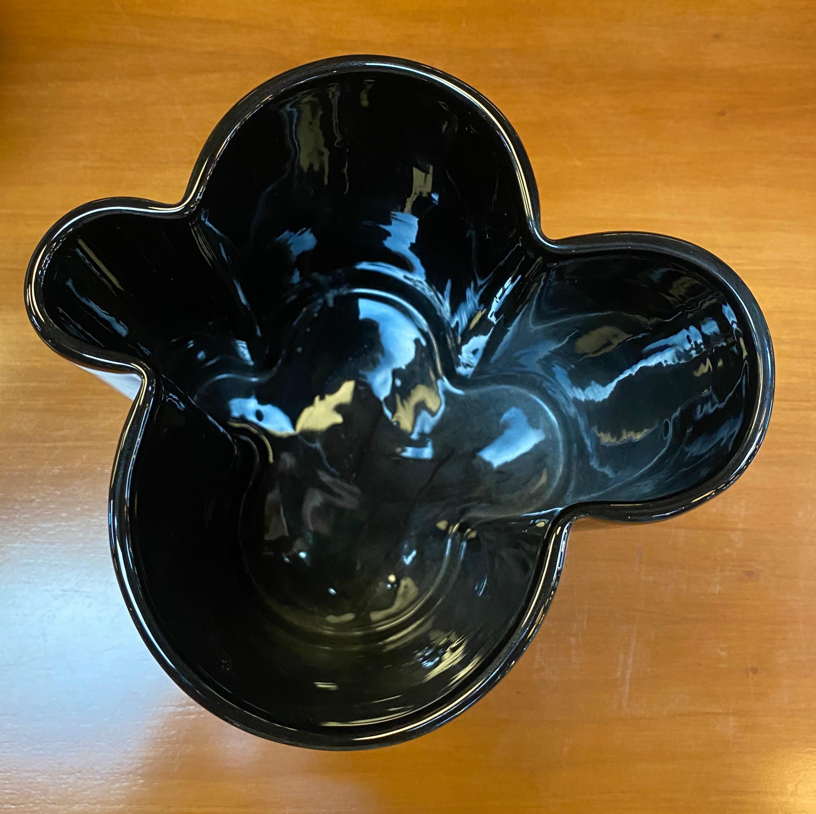 Italian M6 Black Wavy Ceramic Vases by Angelo Mangiarotti for Fratelli Brambilla