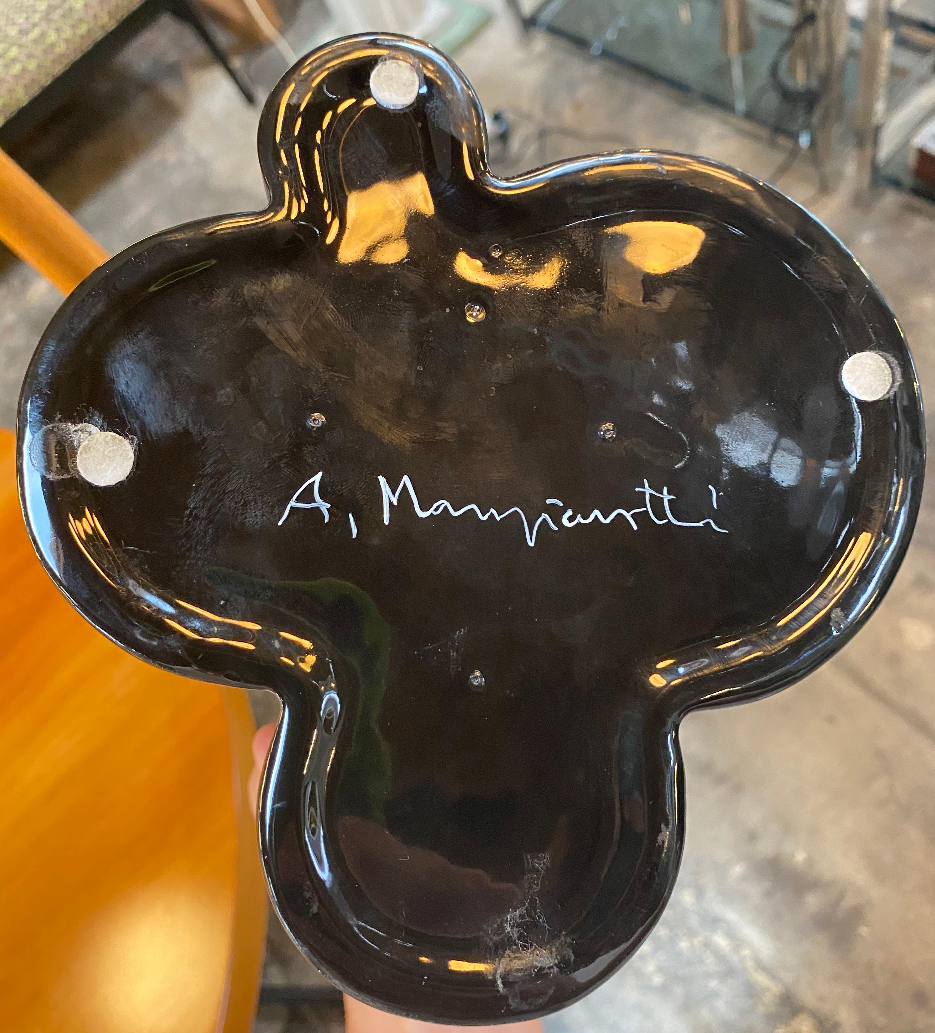 M6 Black Wavy Ceramic Vases by Angelo Mangiarotti for Fratelli Brambilla 1