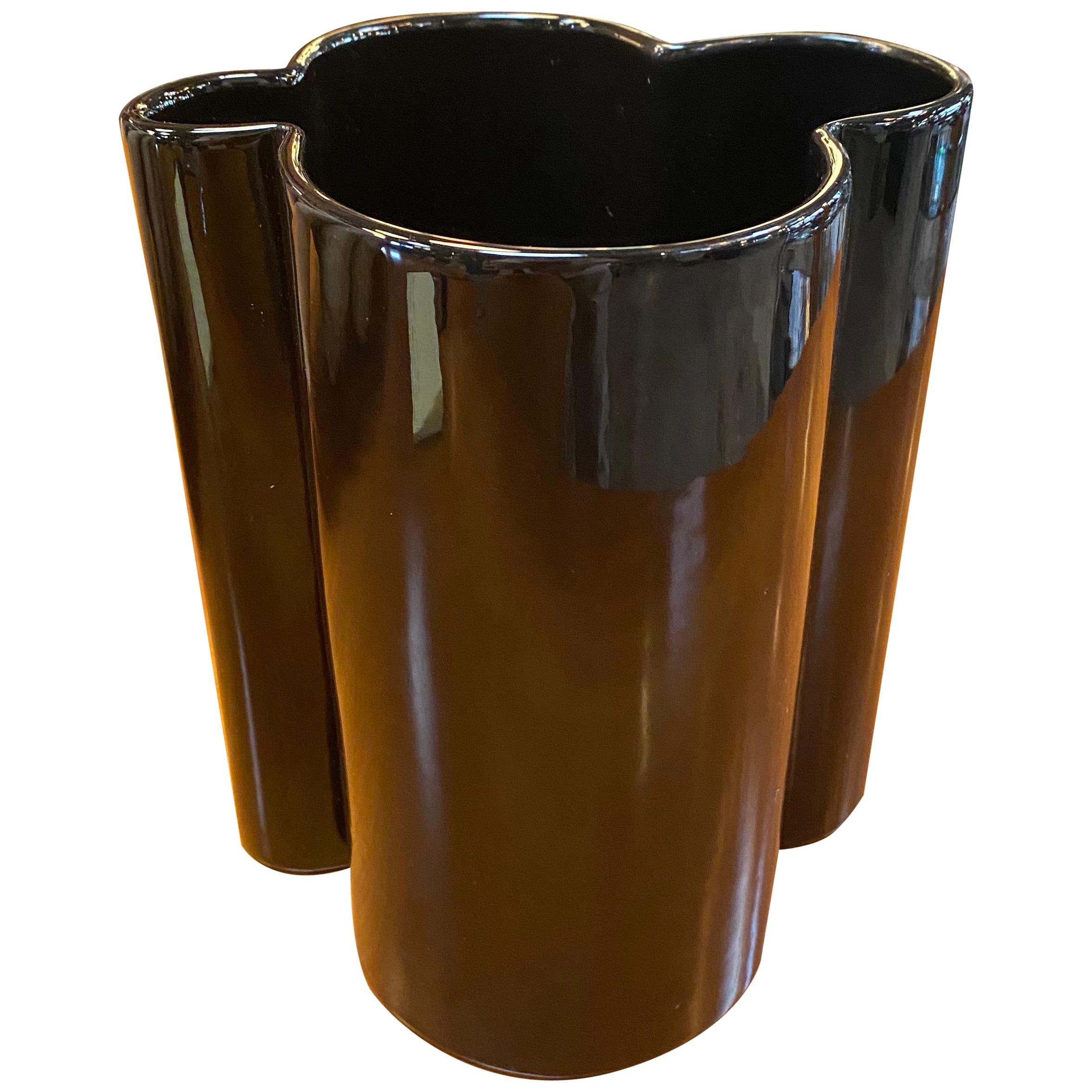 M6 Black Wavy Ceramic Vases by Angelo Mangiarotti for Fratelli Brambilla