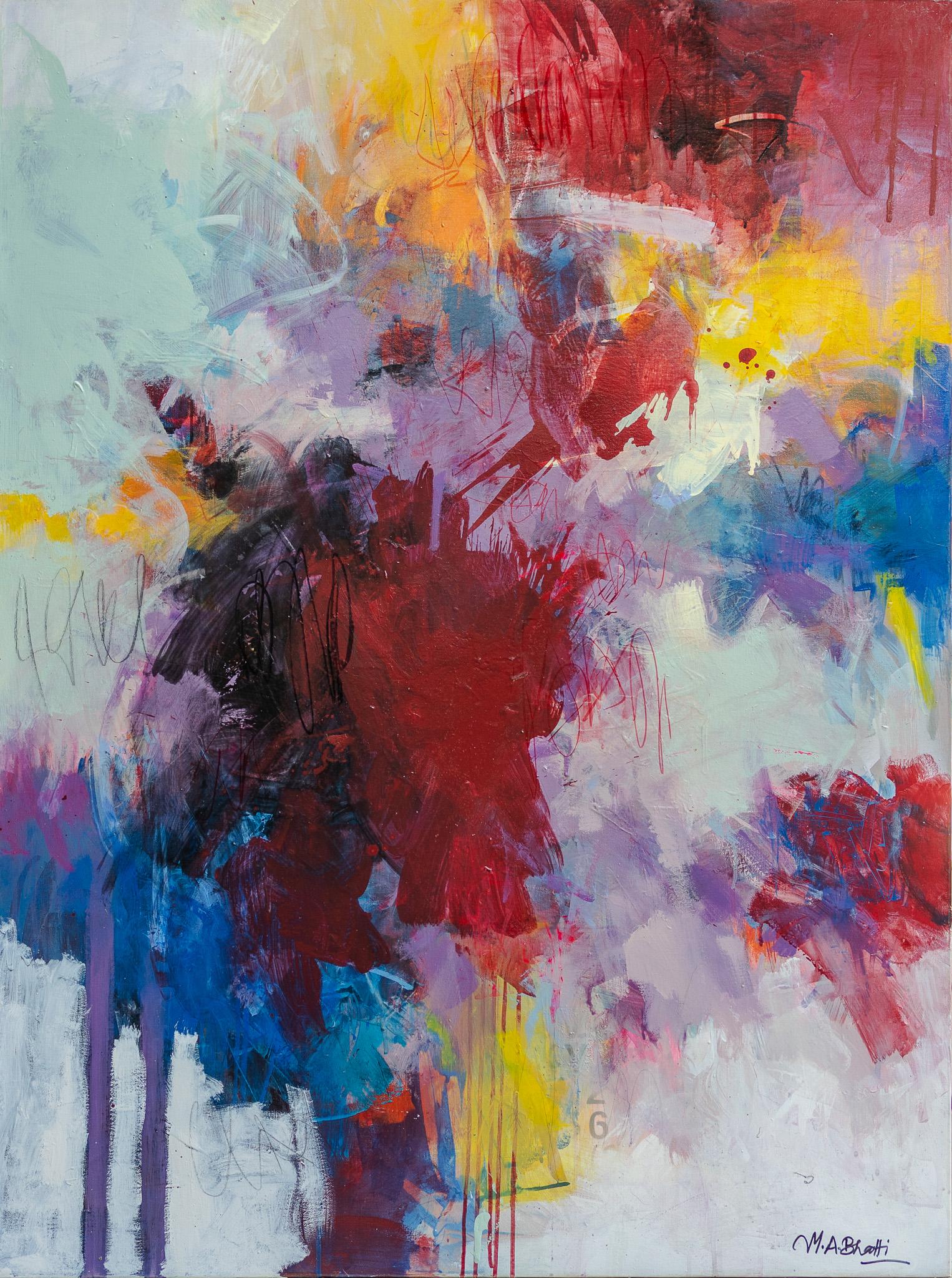 M.A. Bhatti Abstract Painting - "Blush of Serenity" Contemporary abstract expressionist painting