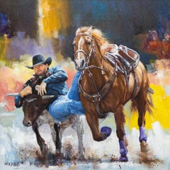 "Bold Bulldogger" Rodeo Cowboy Scene