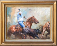 "Snagged in the Stampede" Rodeo Cowboy Scene