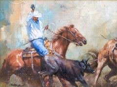 "Snagged in the Stampede" Rodeo Cowboy Scene