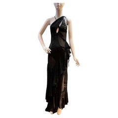 MA Black Silk Chiffon & Shredded Lace Punk Rock Gown