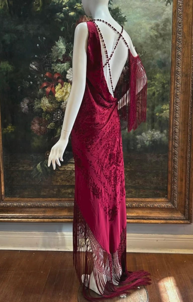 burgundy fringe dress Coast Women's Muse High Neck Cape Detail Crepe Fringe Maxi Dress in Burgundy | Size: 6