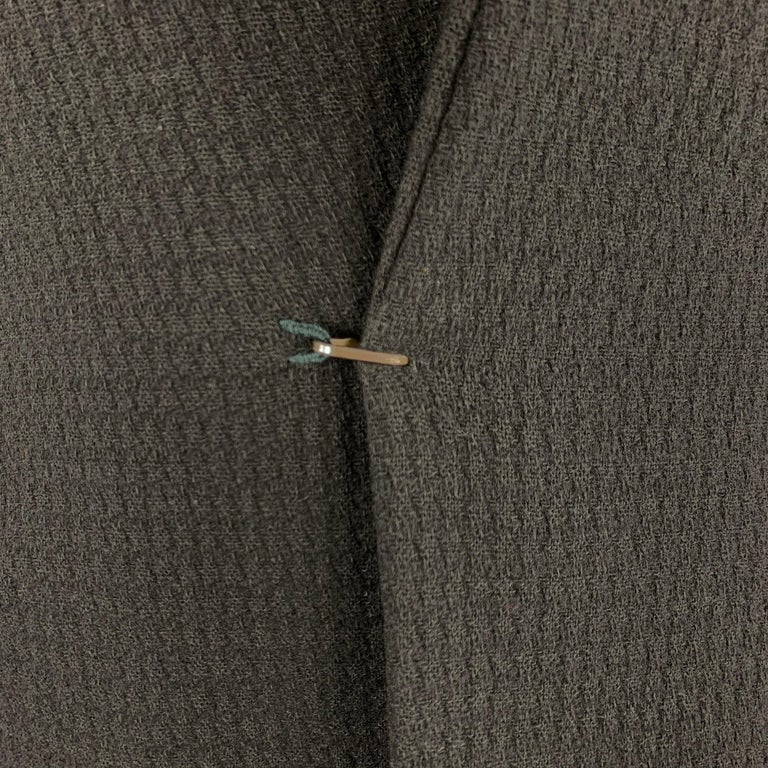 M.A+ by Maurizio Amadei L Black Wool Distressed Hook and Eye Closure