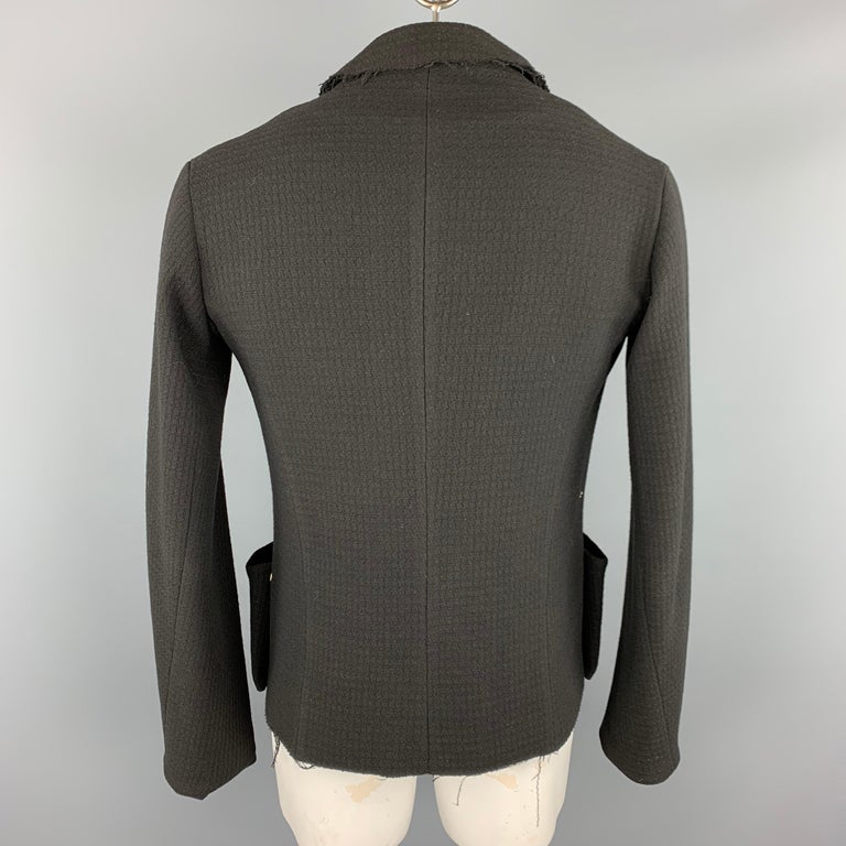 M.A+ by Maurizio Amadei L Black Wool Distressed Hook and Eye Closure