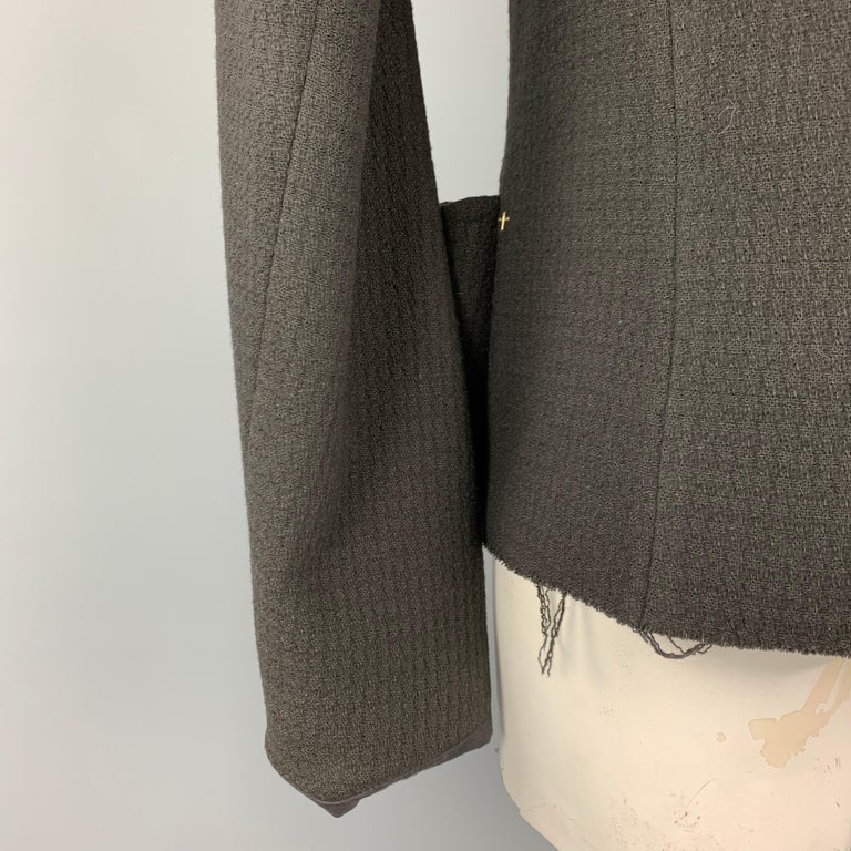 M.A+ by Maurizio Amadei L Black Wool Distressed Hook and Eye Closure