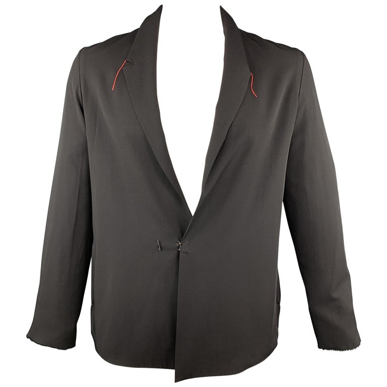 M.A+ Chest Size L Black Solid Cotton Hook and Eye Closure Jacket For