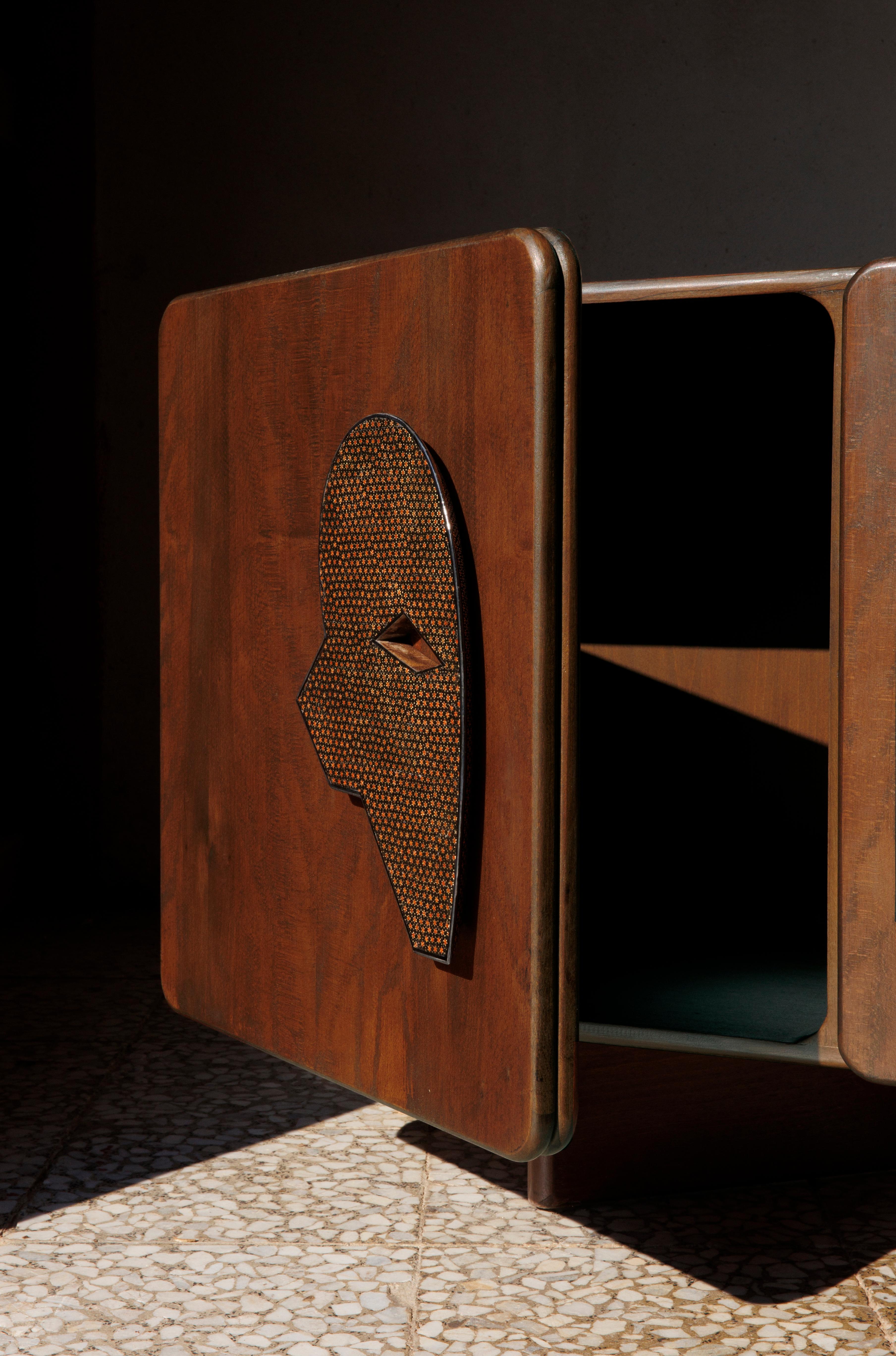 Modern Ma Credenza in Walnut with Khatam Inlay by VandaVee For Sale