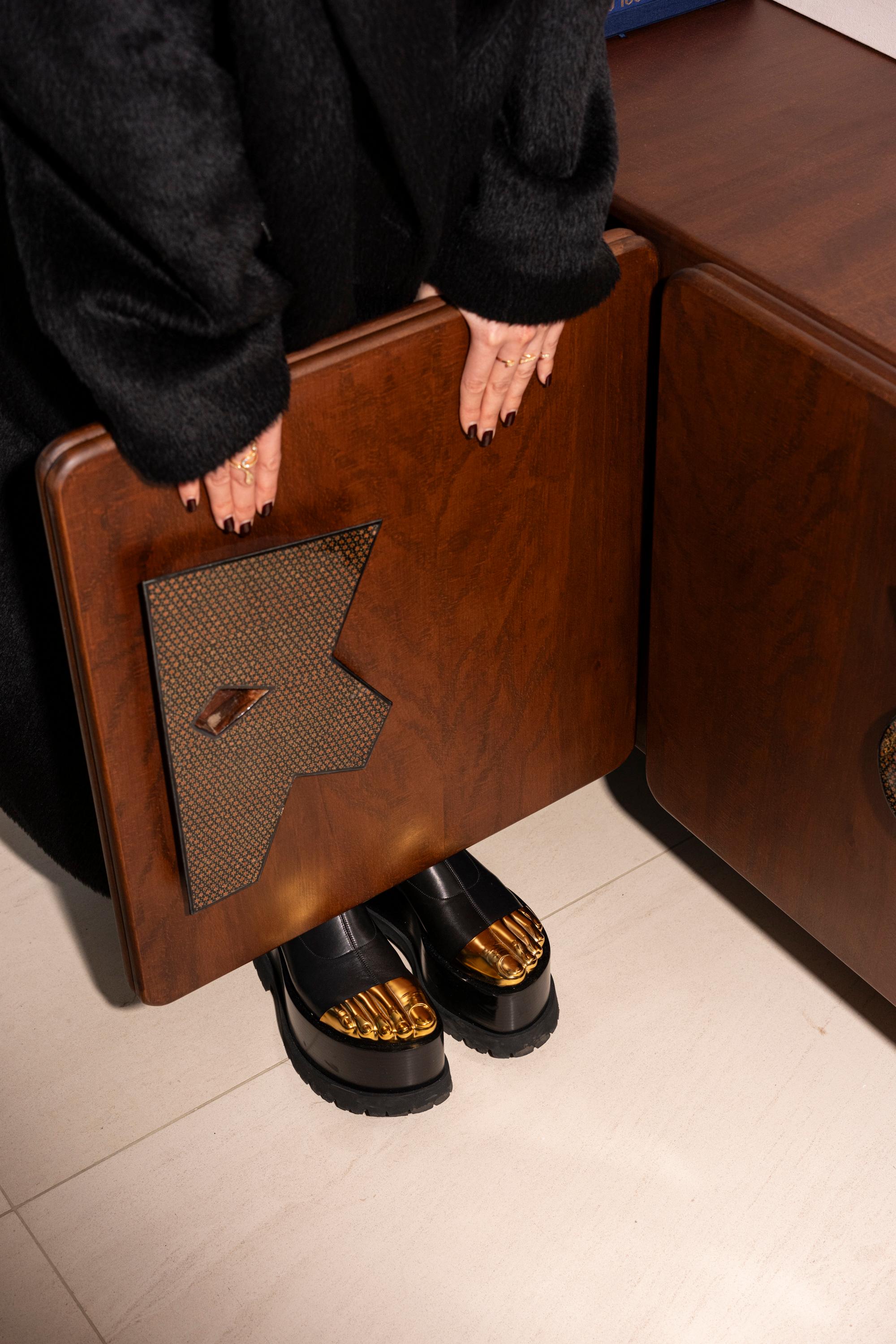 Ma Credenza in Walnut with Khatam Inlay by VandaVee In New Condition For Sale In London, GB