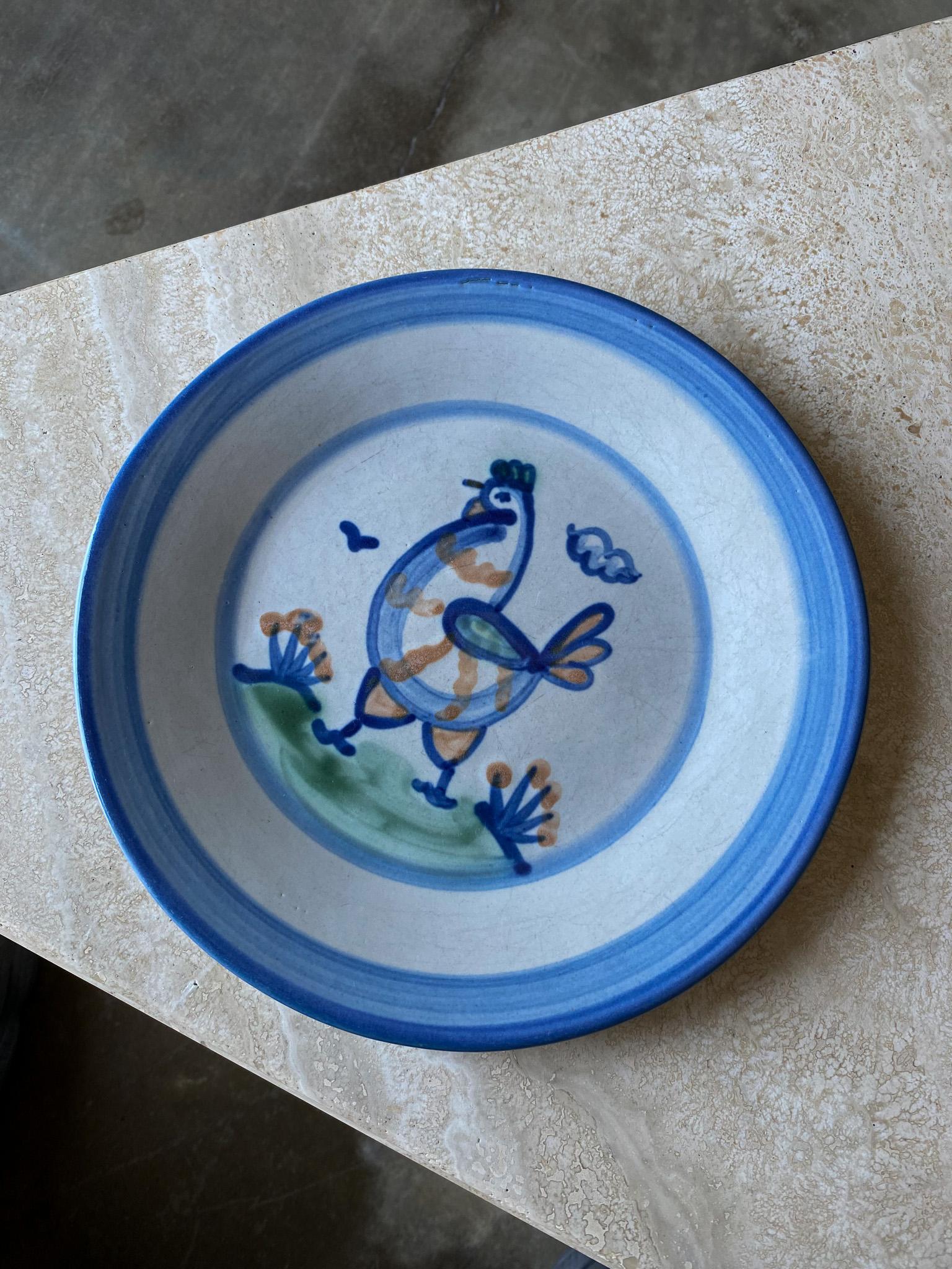 American M.A. Hadley Chicken Dish / Plate, United States,  20th Century For Sale