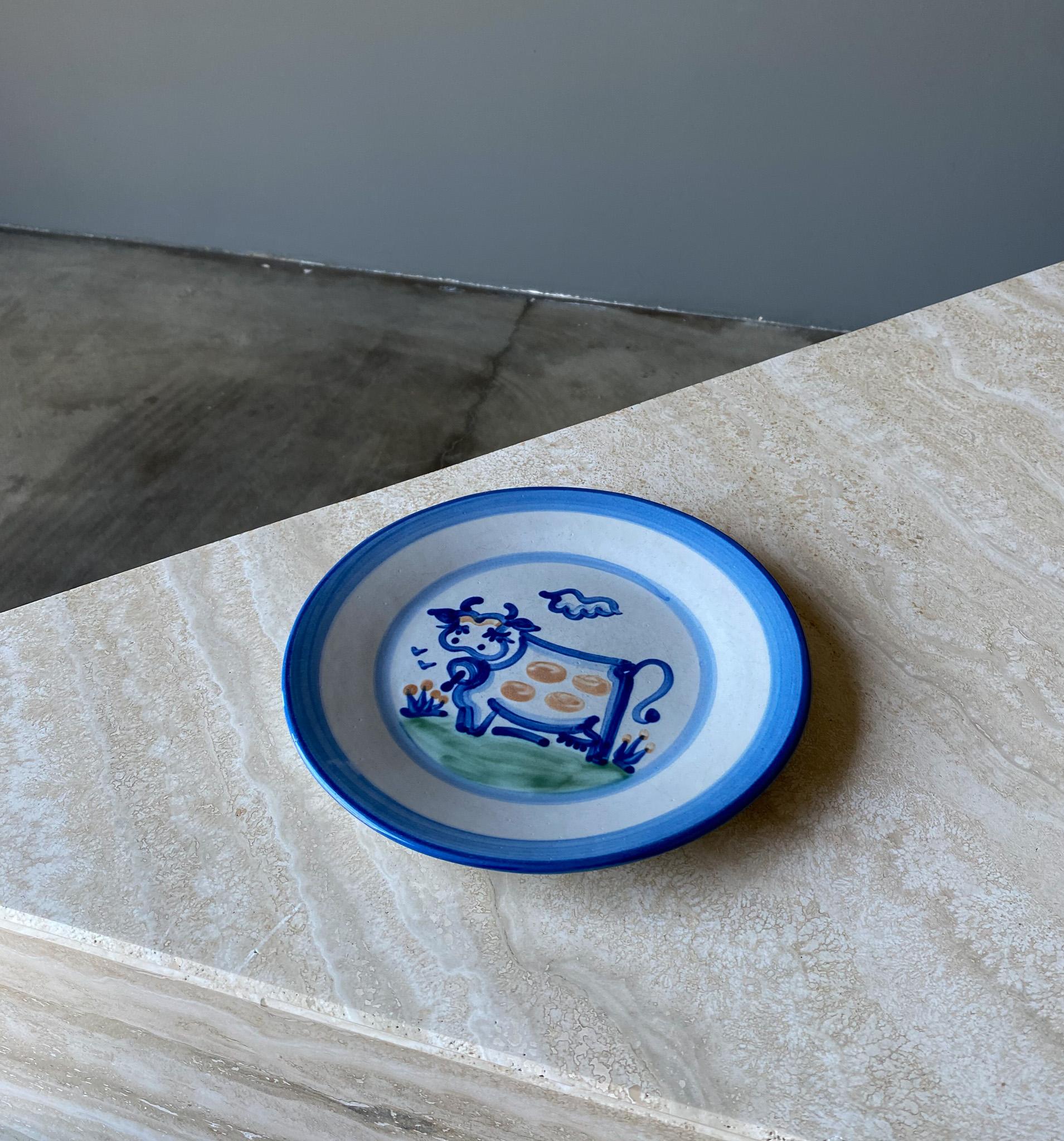 American M.A. Hadley Cow Dish / Plate, United States,  20th Century For Sale